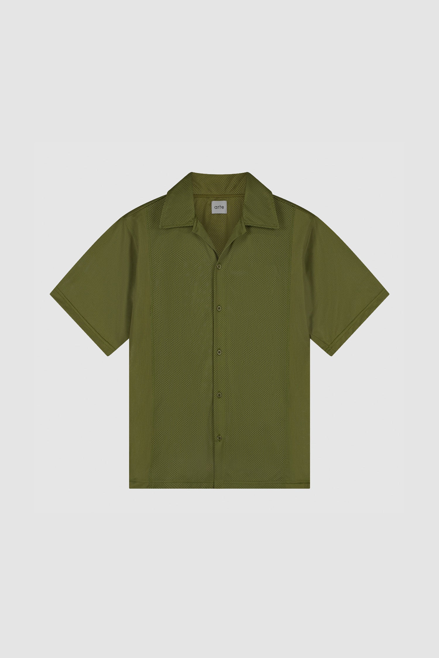 Chemise en maille verte, vue de face