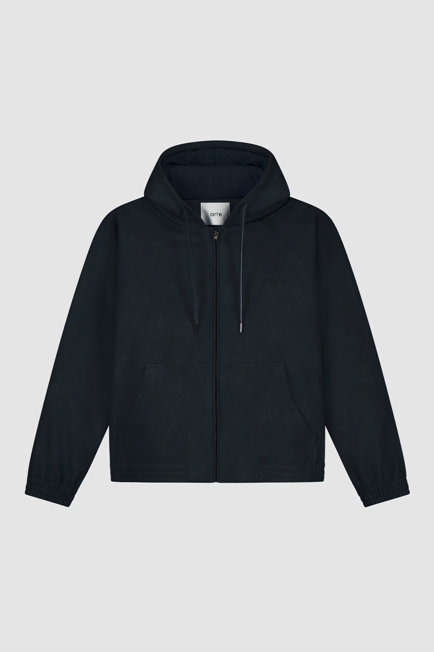 Veste à capuche en cuir - Marine