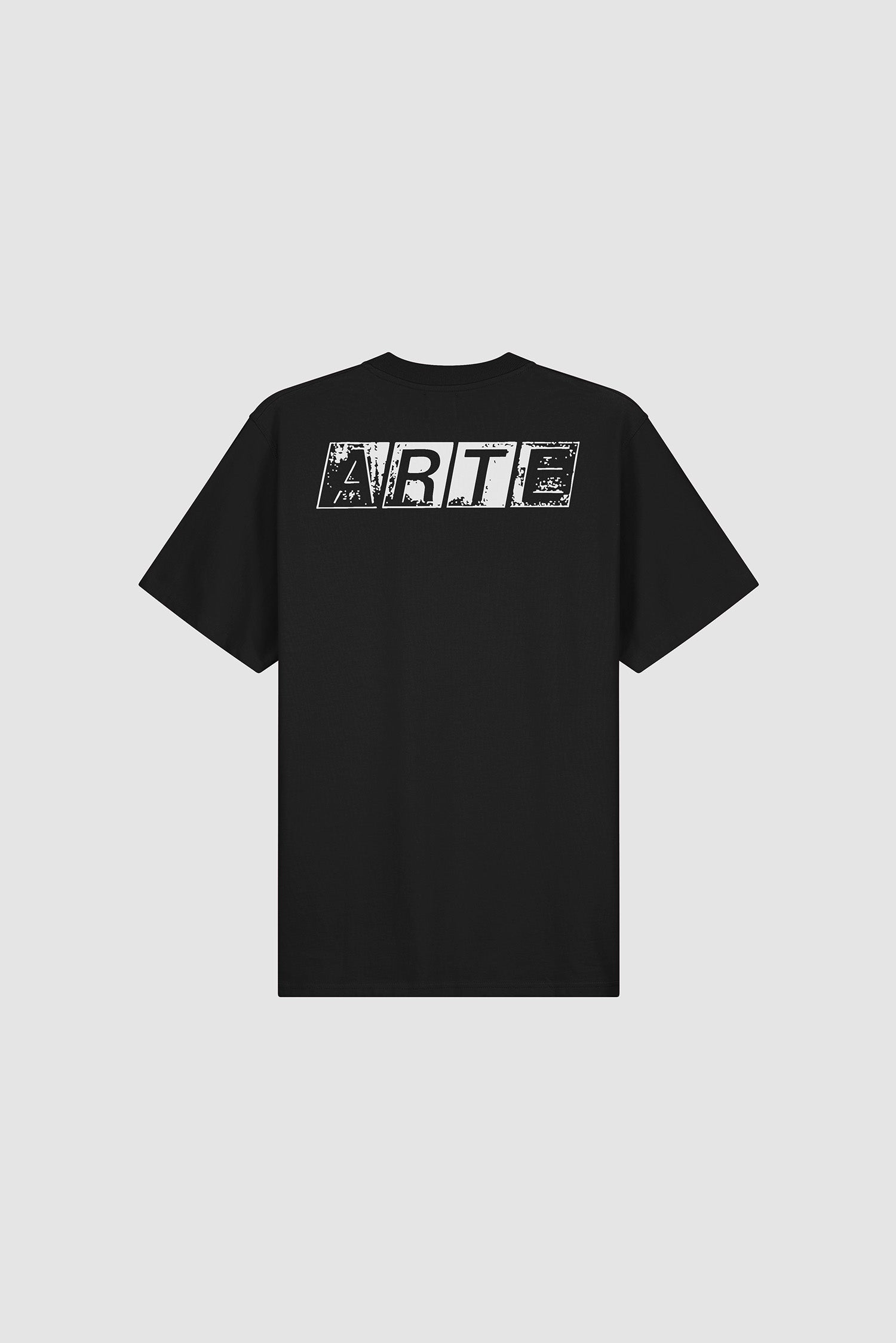 T-shirt noir avec imprimé délavé dans le dos, vue arrière