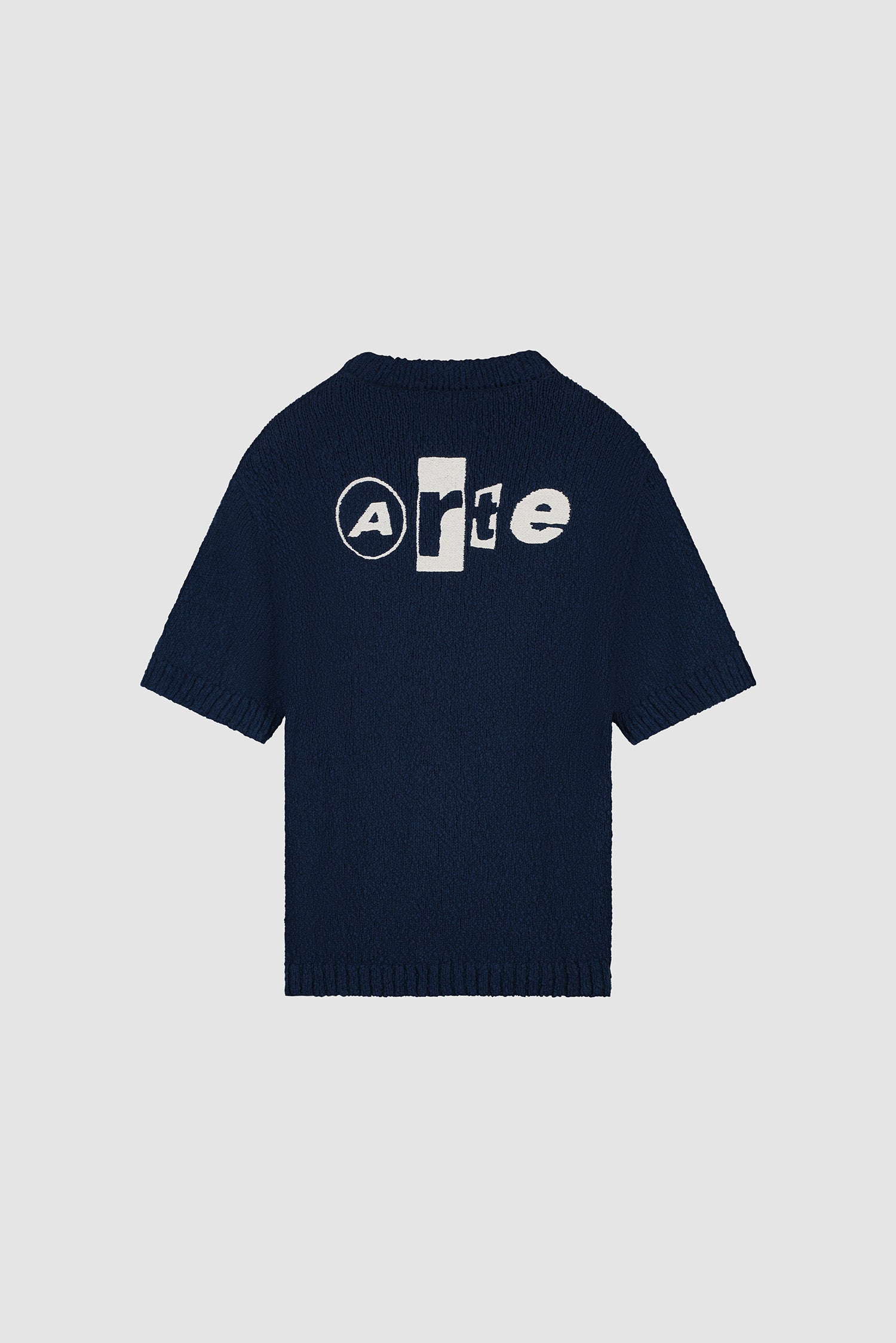 T-shirt en maille avec motif graphique au dos, couleur bleu marine, vue arrière