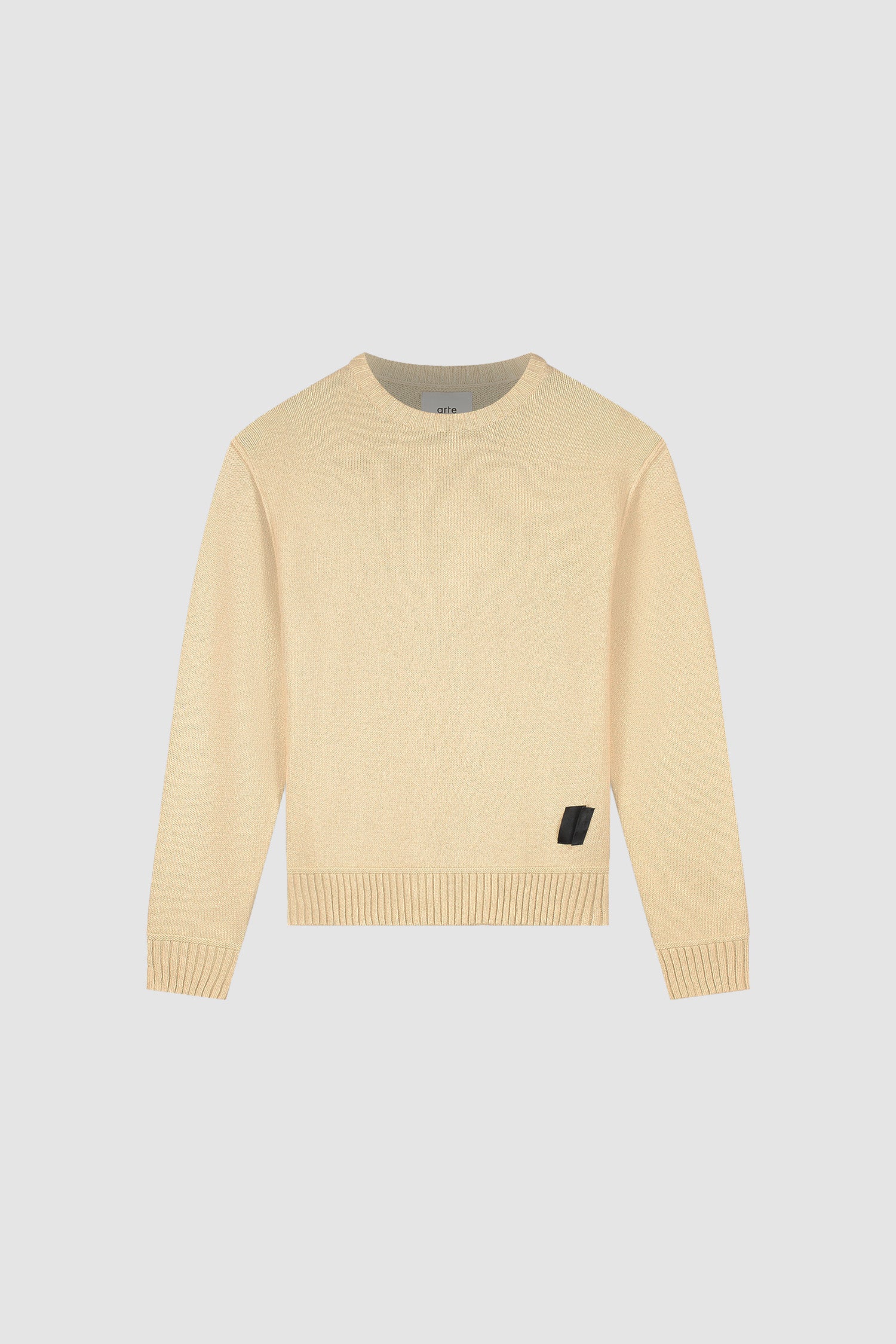 Reversible Label Knit in Cream, front view