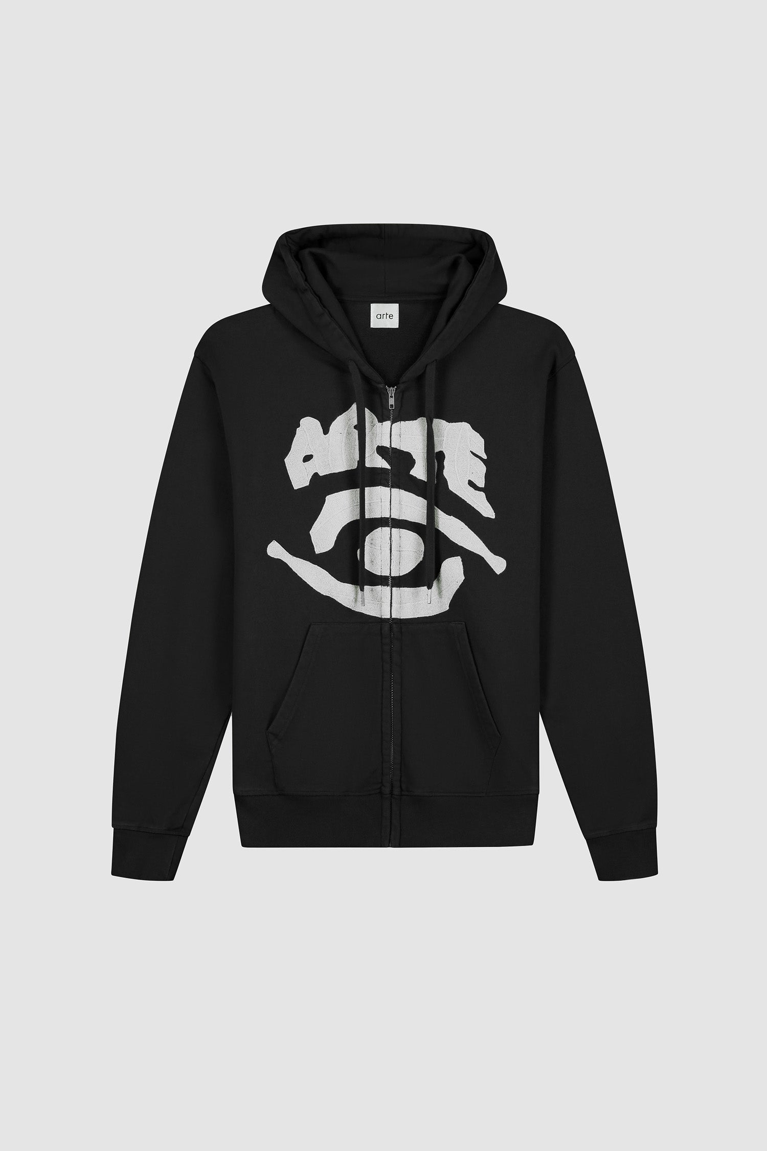 Eye Front Zip Hoodie - Black