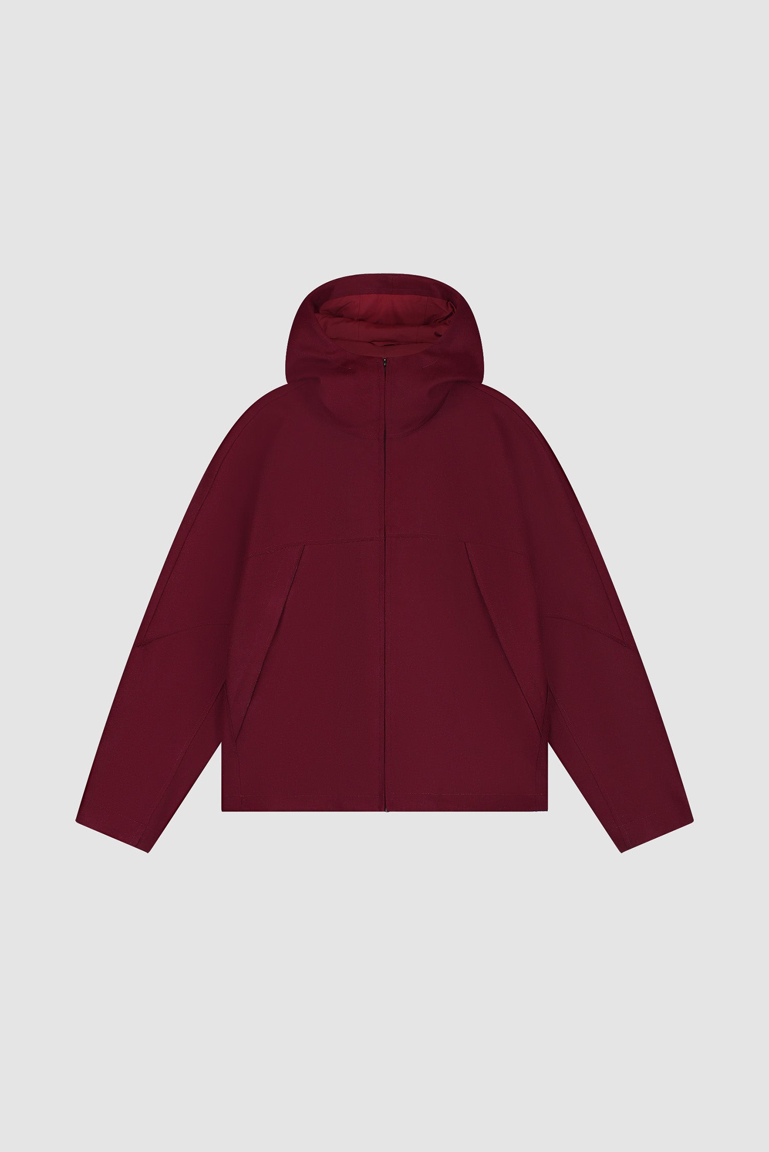 Veste technique en laine bordeaux, vue de face