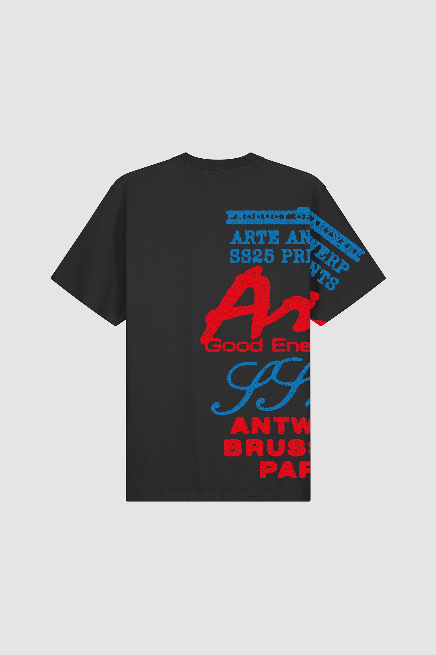 Side Print T-shirt in Black, front view