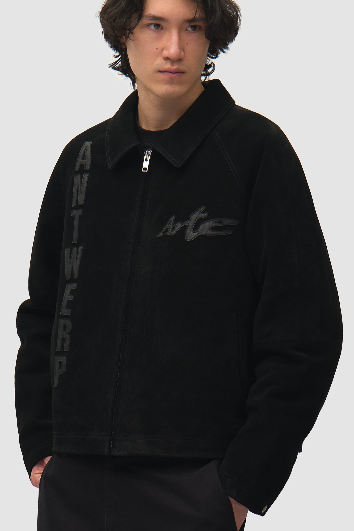 Veste à empiècements en cuir - Noir