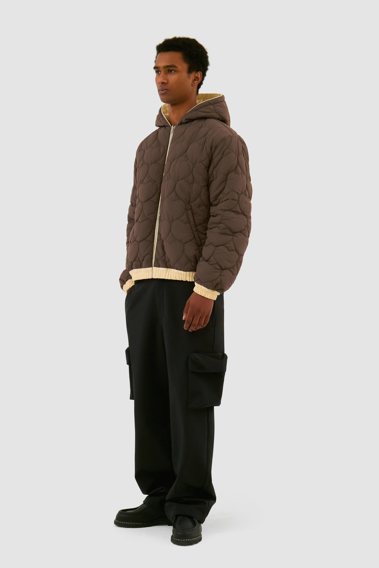 Reversible Hooded Jacket in Cream