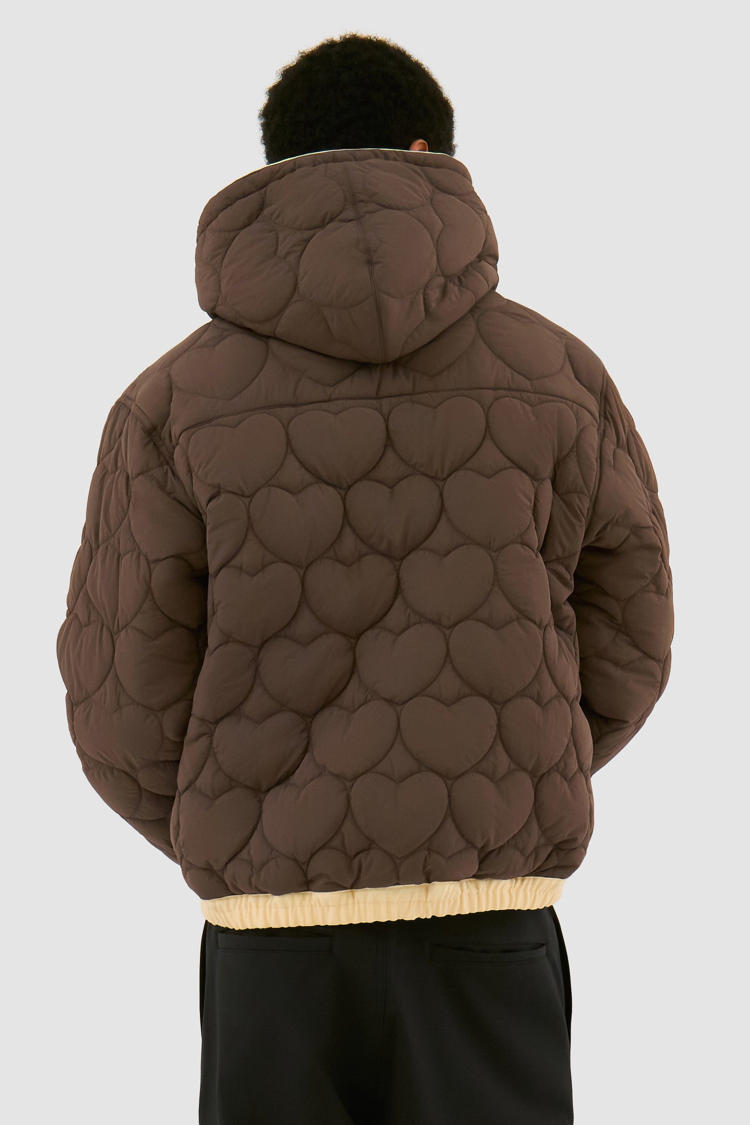 Reversible Hooded Jacket in Cream, front view