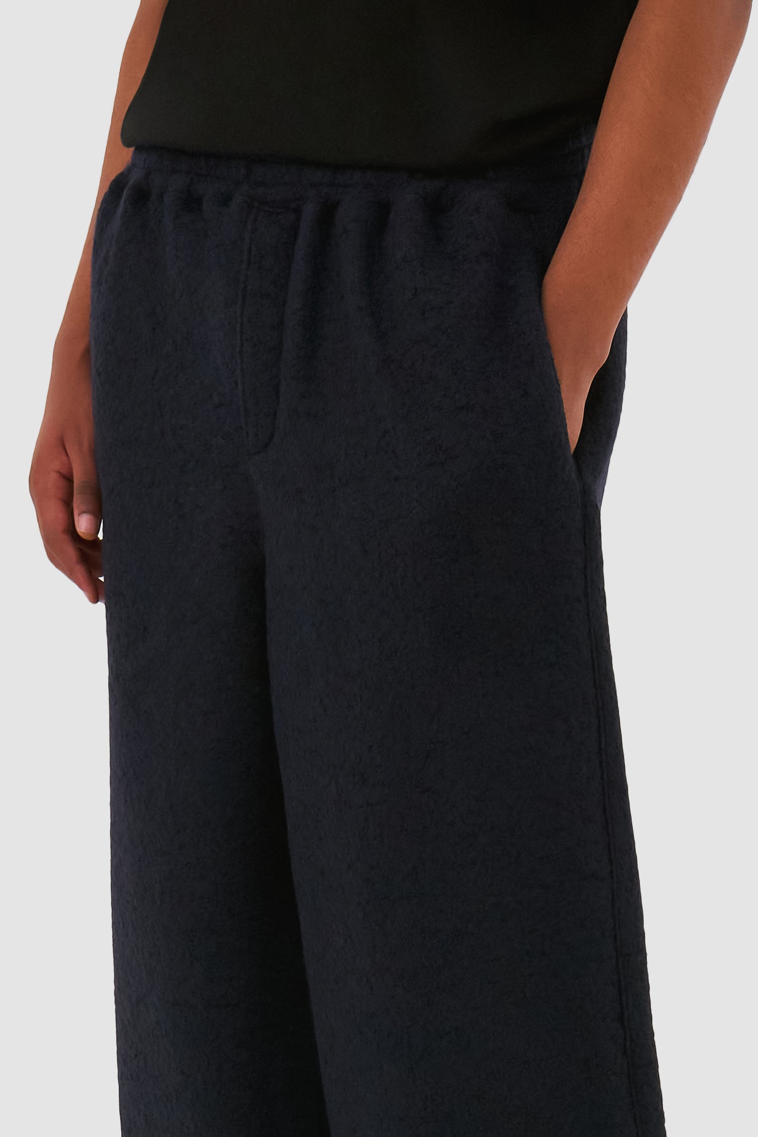 Detail view of Boiled Wool Pants in Navy