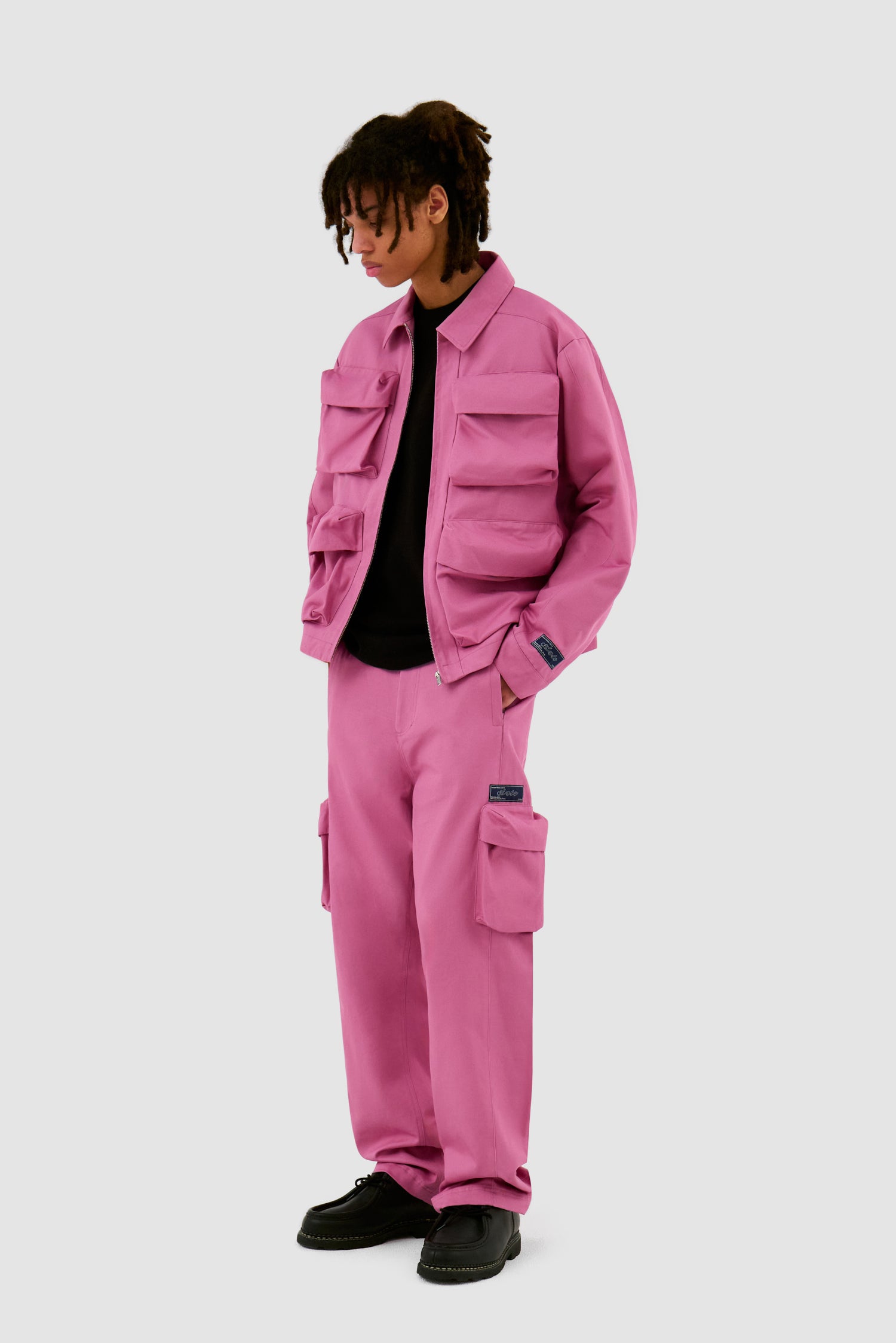 Pantalon en coton à poches 3D - Rose