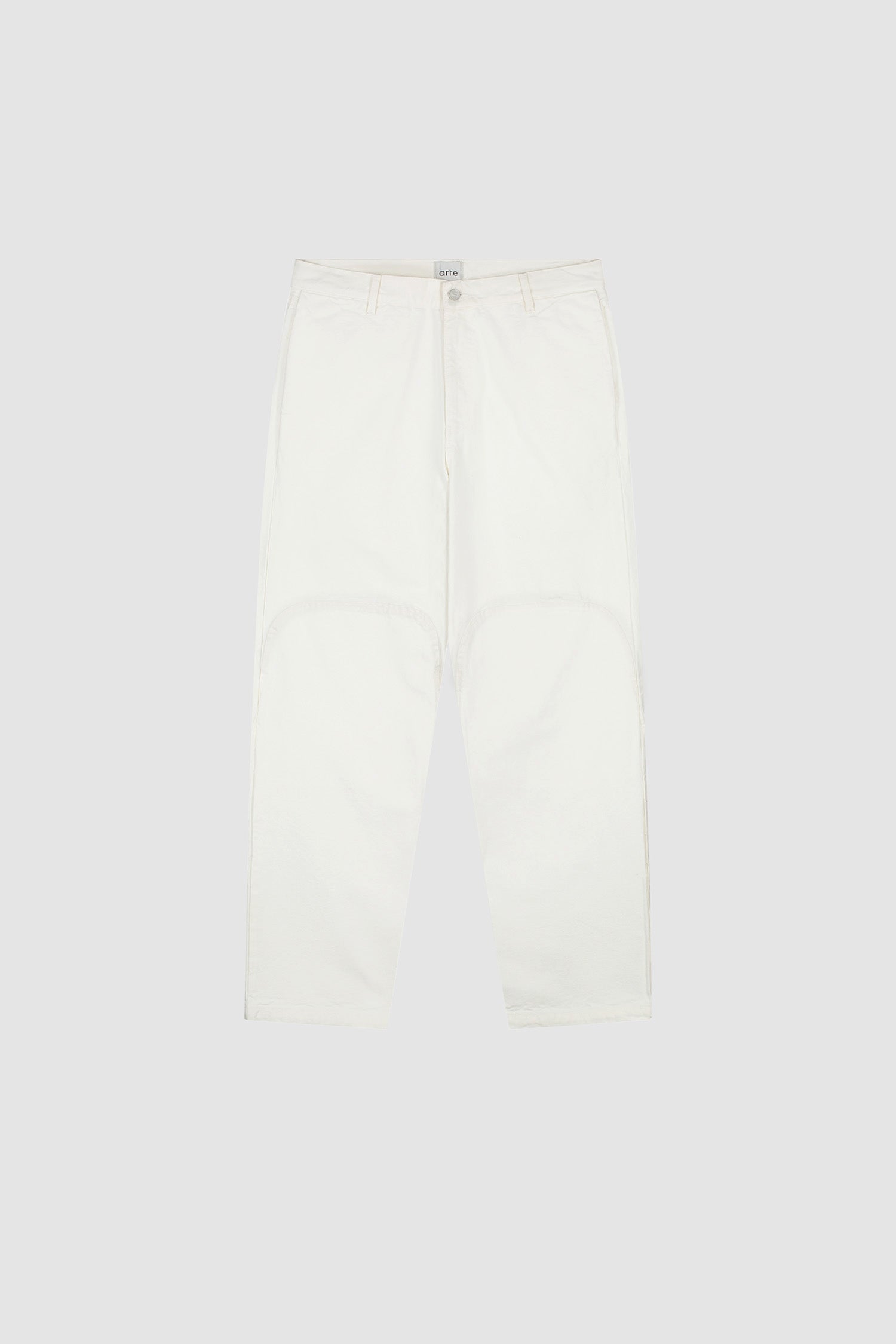 Round Knee Cut Pants - White