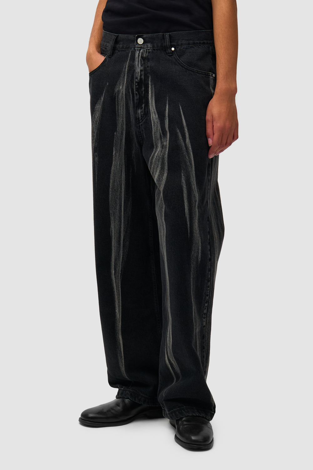 Washed Jeans Pants - Black Denim