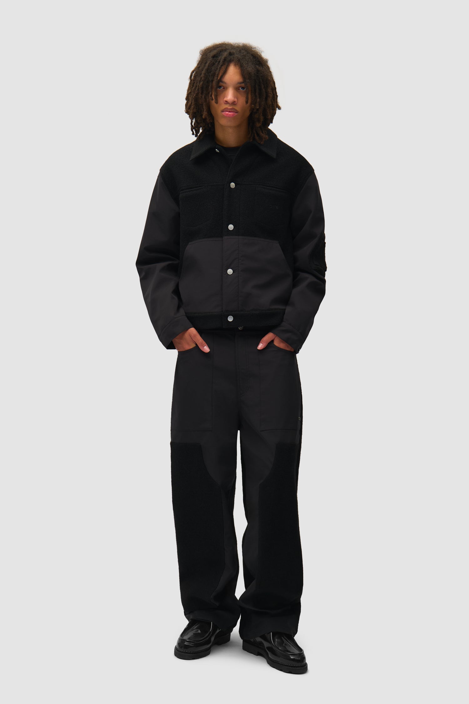 Nylon/wool combo jacket - Black