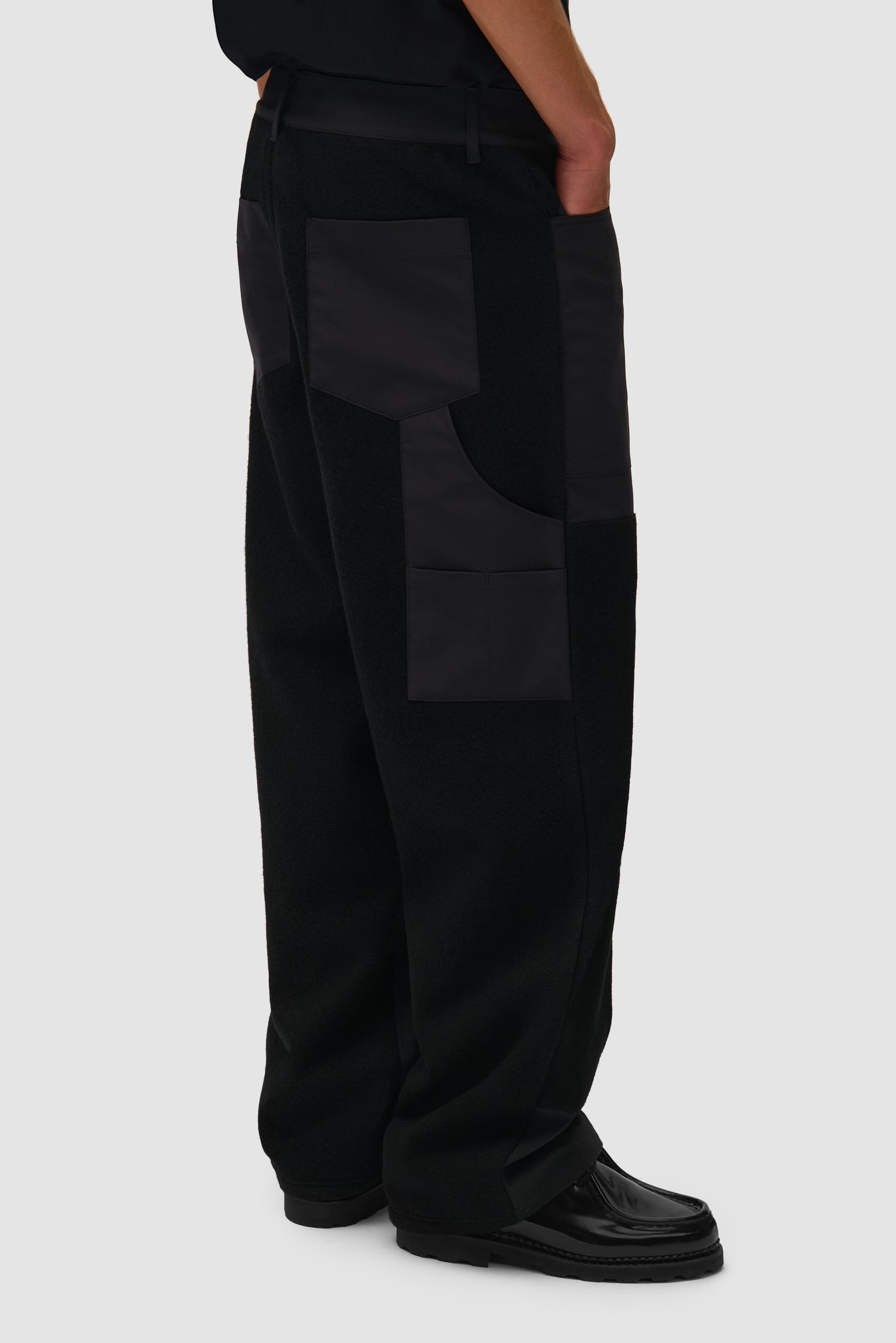 Nylon/wool Combo Pants - Black