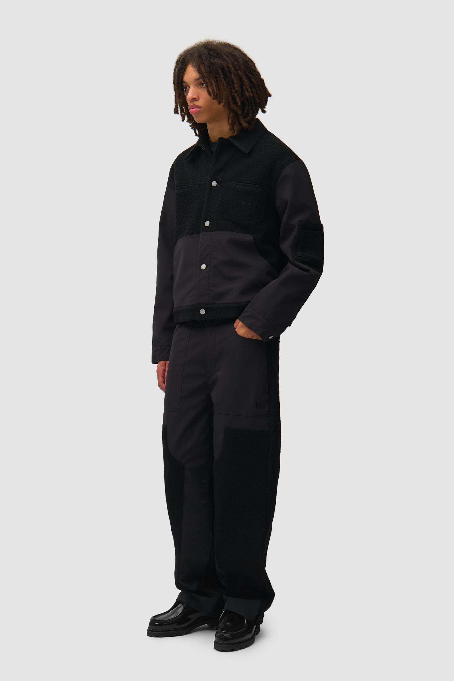 Nylon/wool Combo Pants - Black