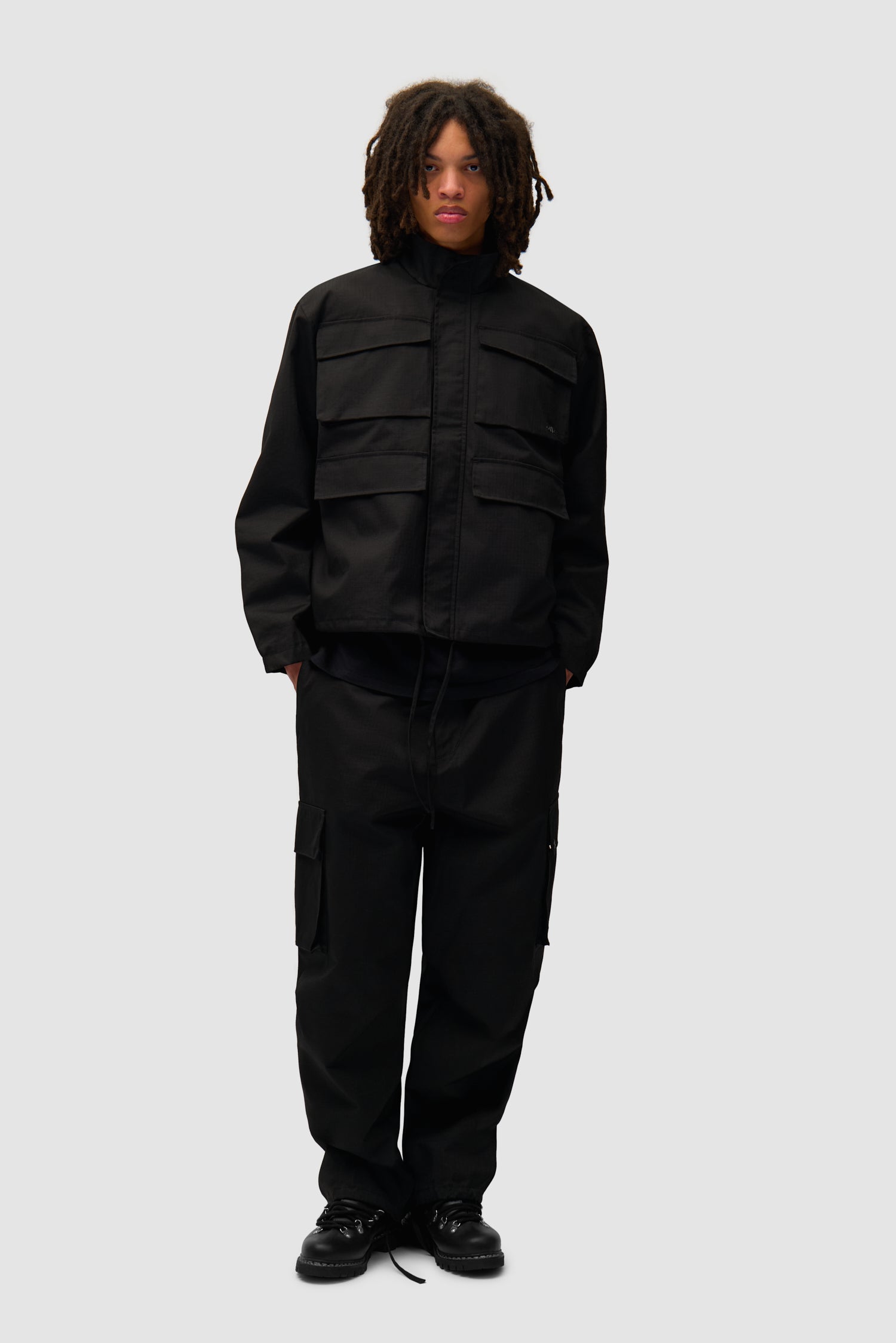 Waxed Ripstop Pants - Black