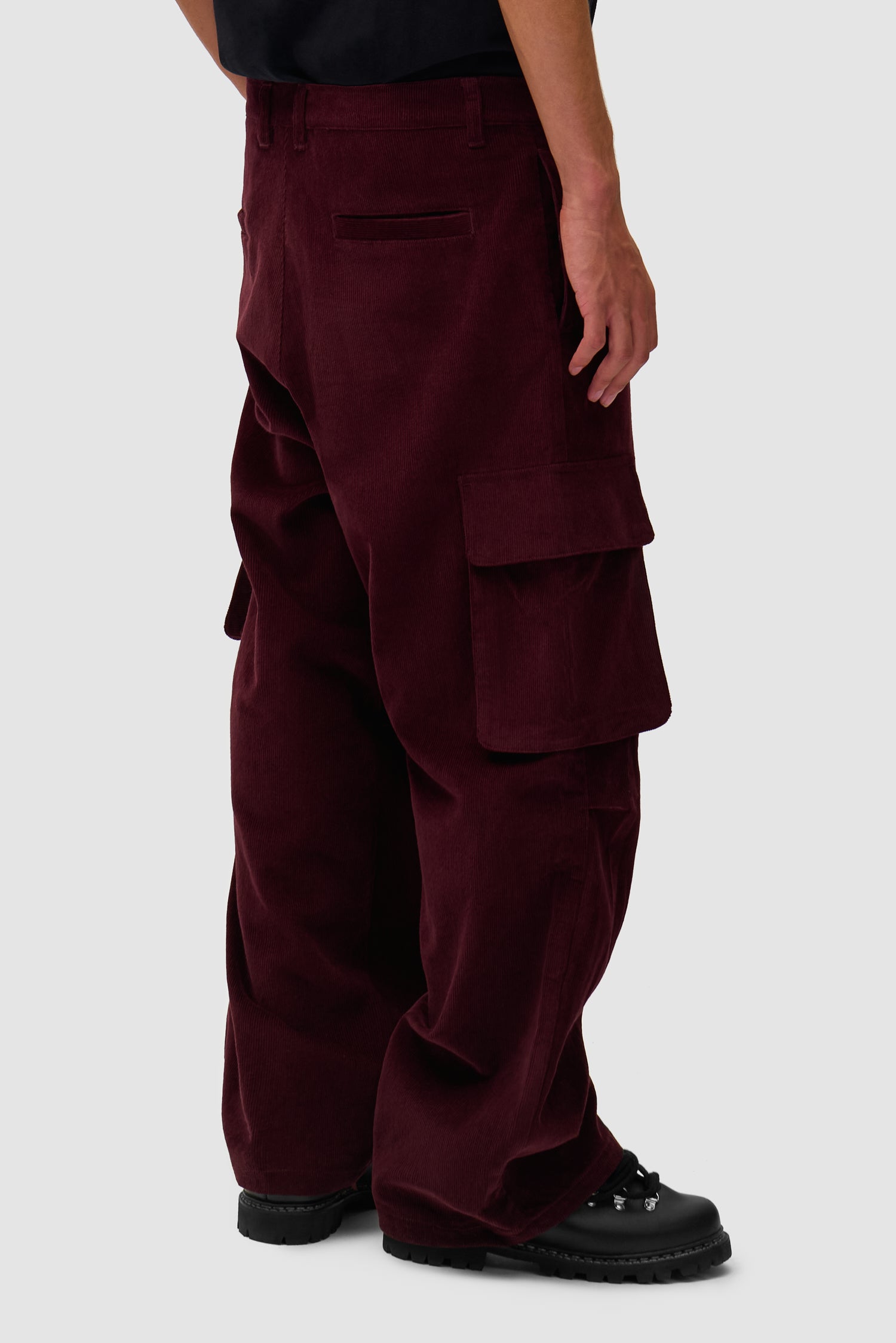 Corduroy Cargo Pants - Bordeaux