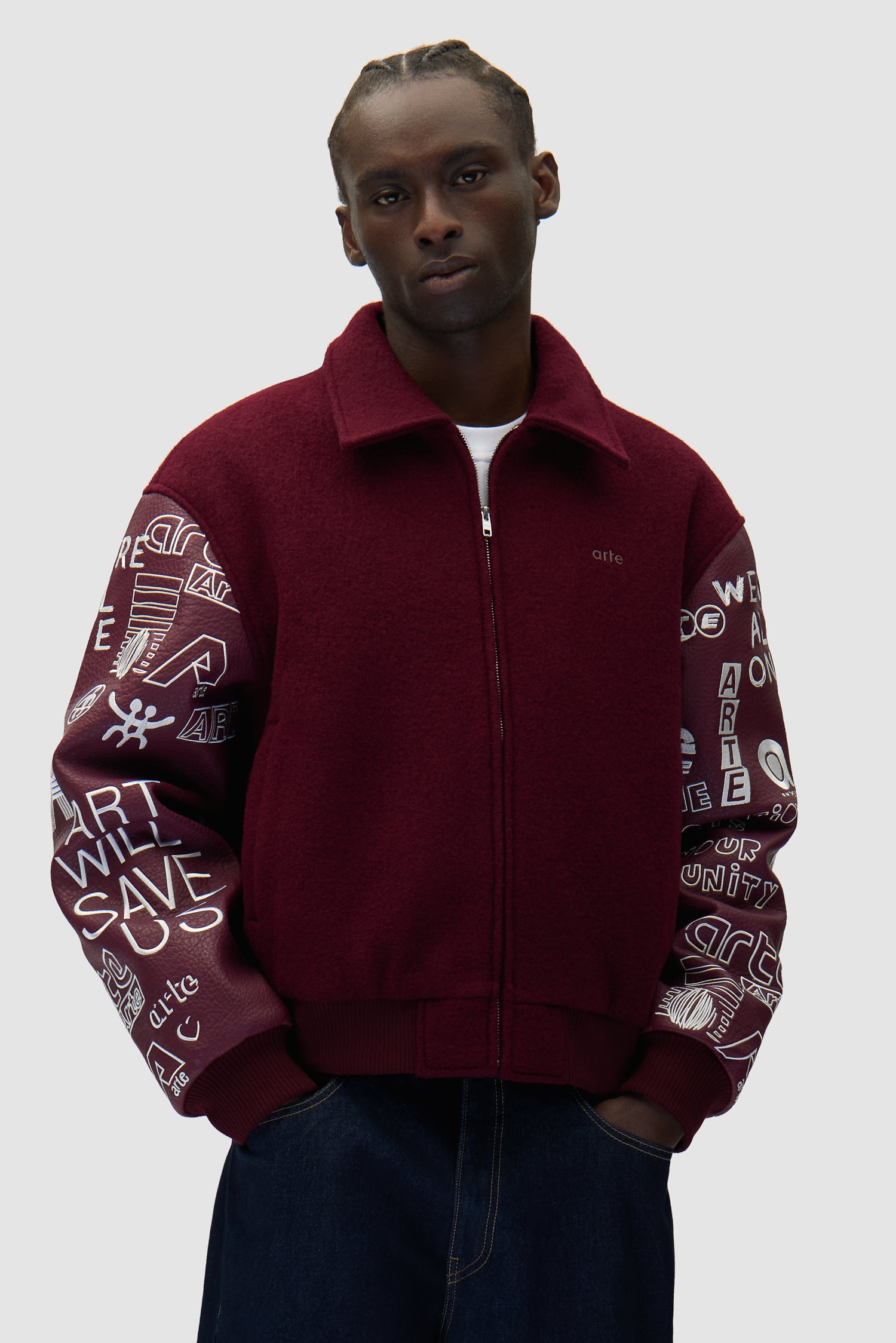 Graffiti Varsity Jacket - Bordeaux