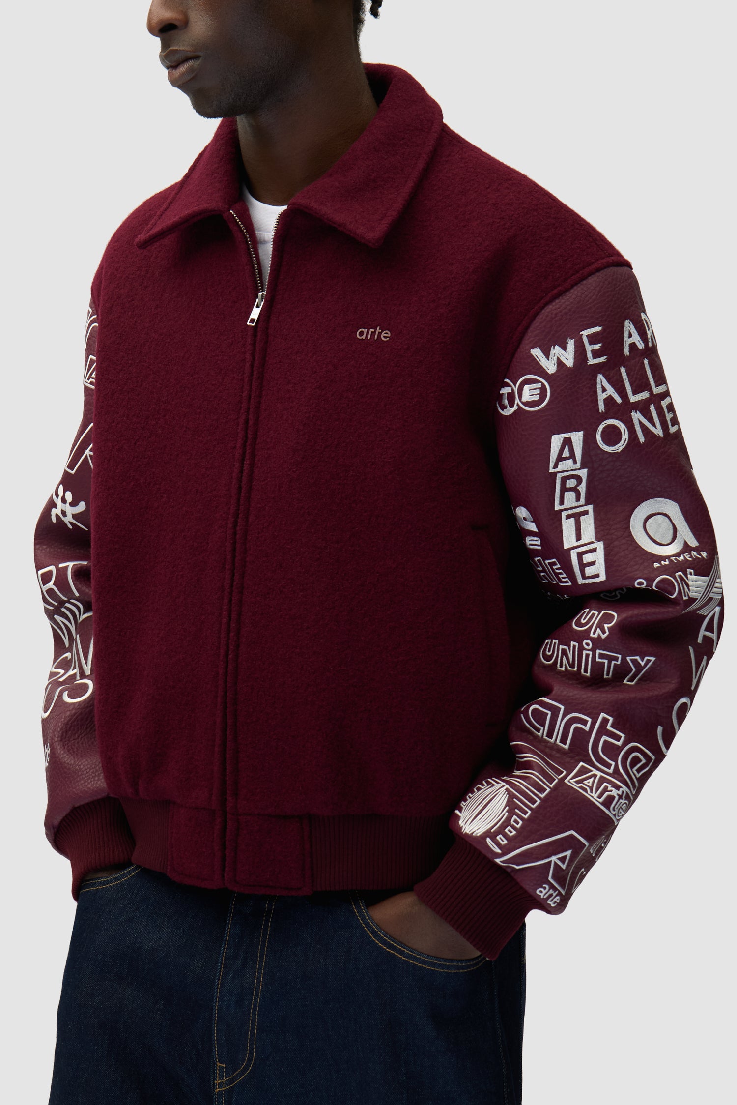 Graffiti Varsity Jacket - Bordeaux