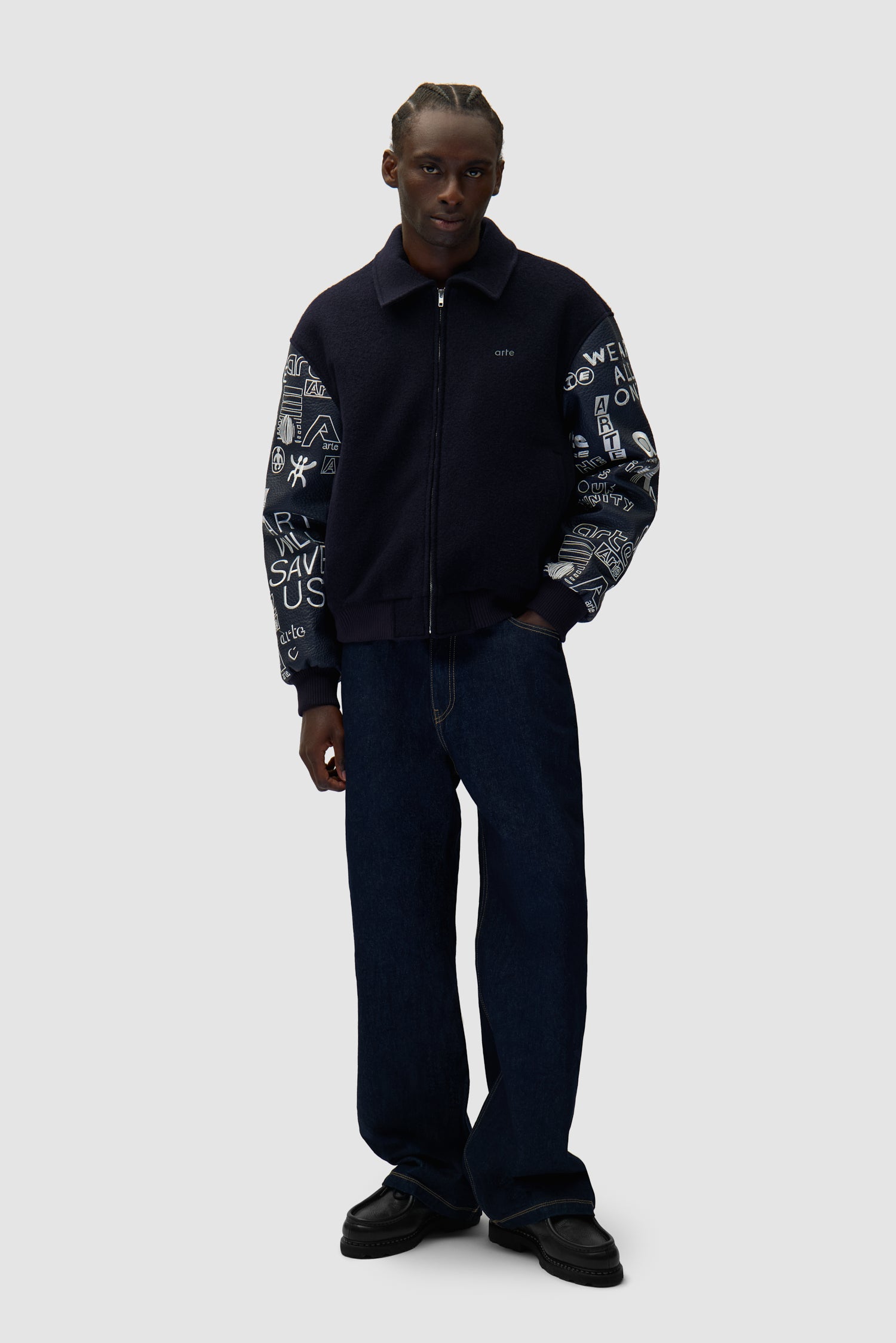 Graffiti Varsity Jacket - Navy