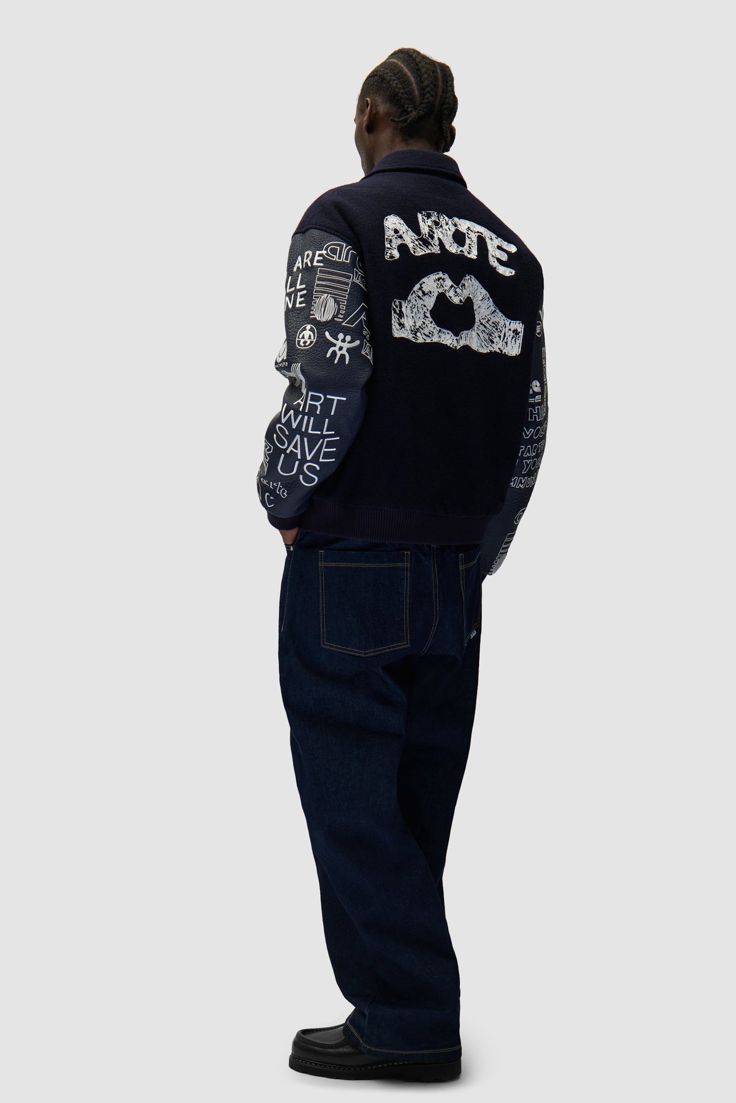 Graffiti Varsity Jacket - Navy