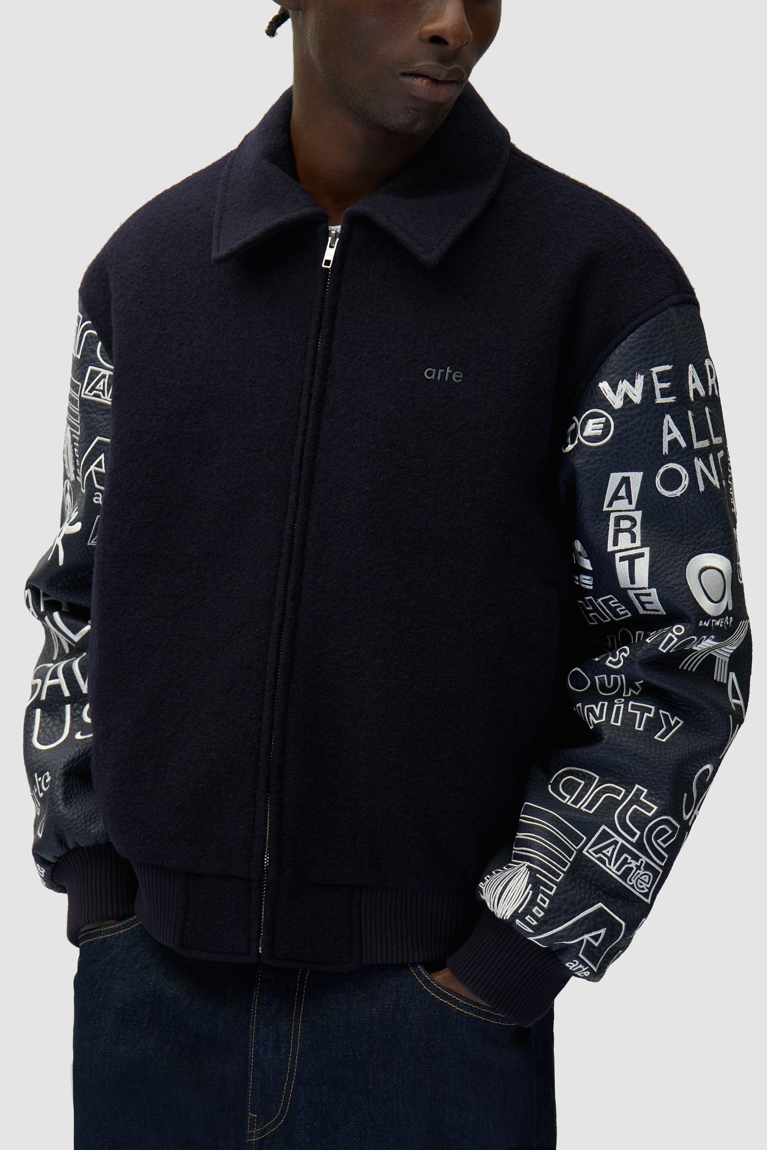 Graffiti Varsity Jacket - Navy