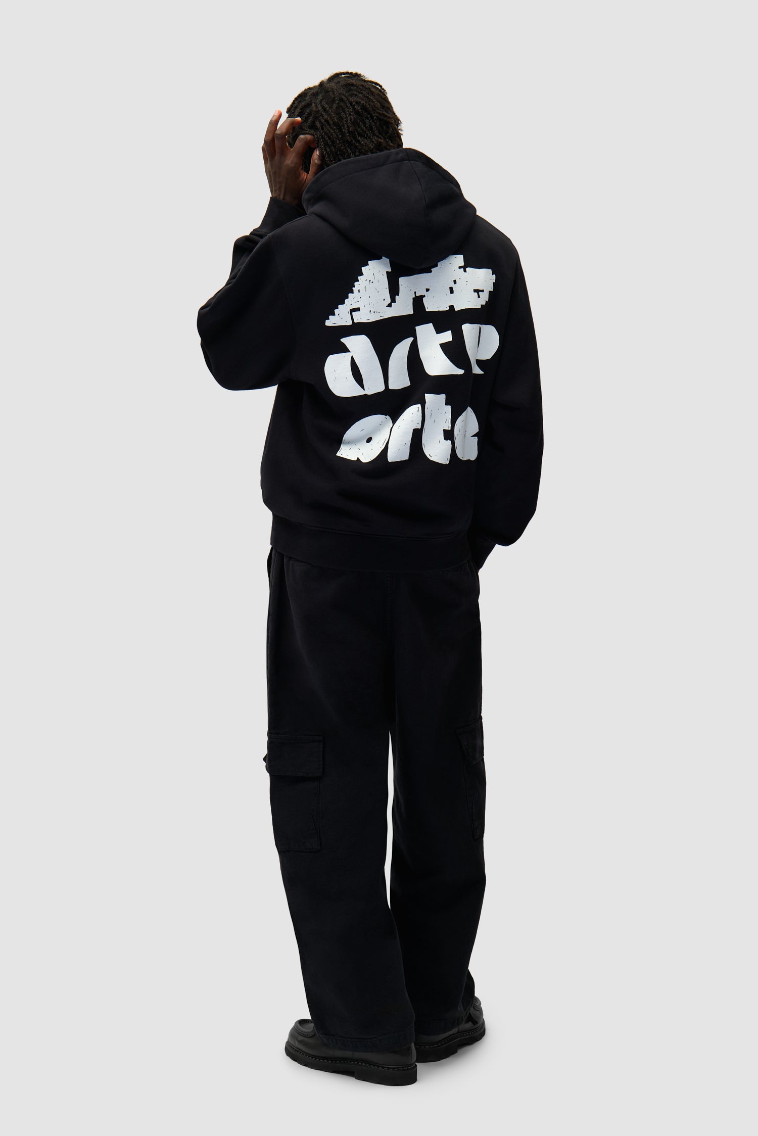 Multi Arte Print Hoodie - Black