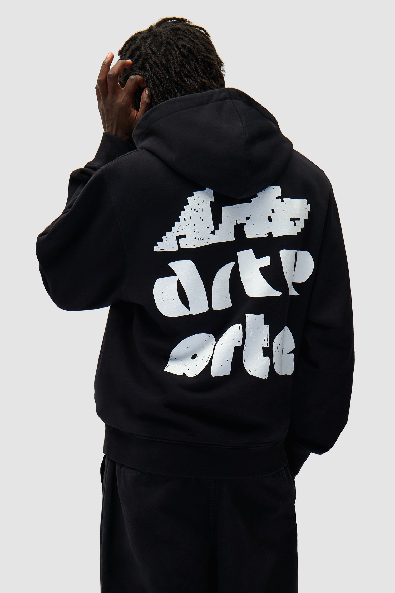 Multi Arte Print Hoodie - Black