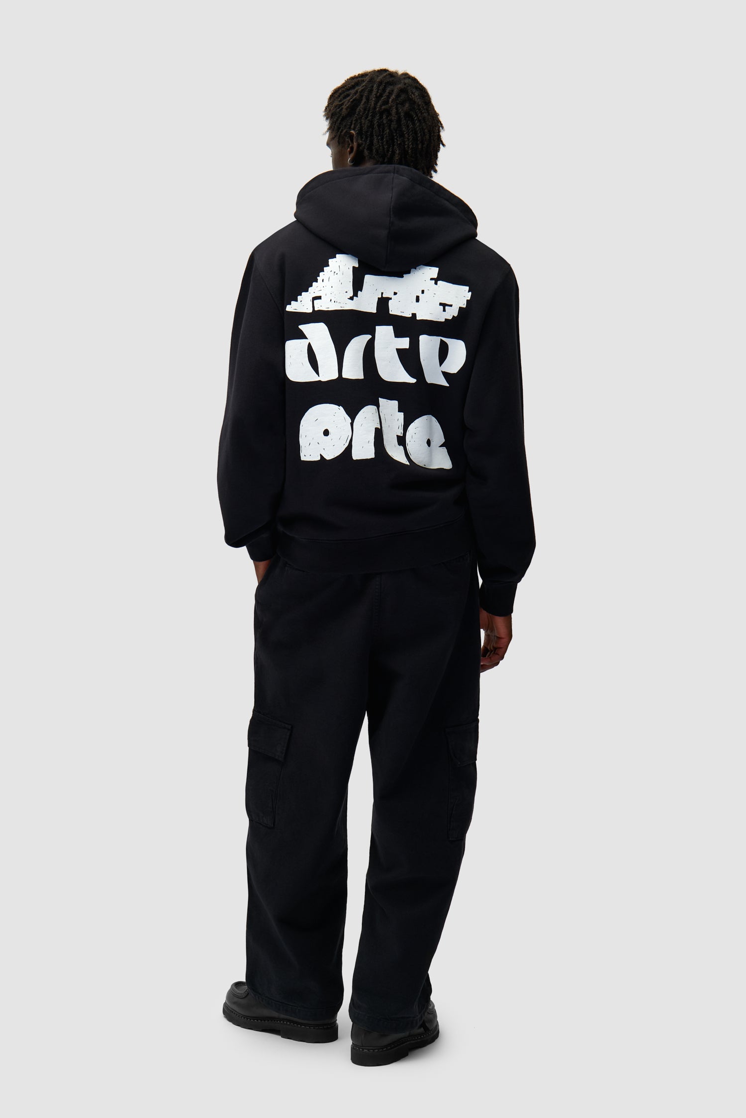 Multi Arte Print Hoodie - Black
