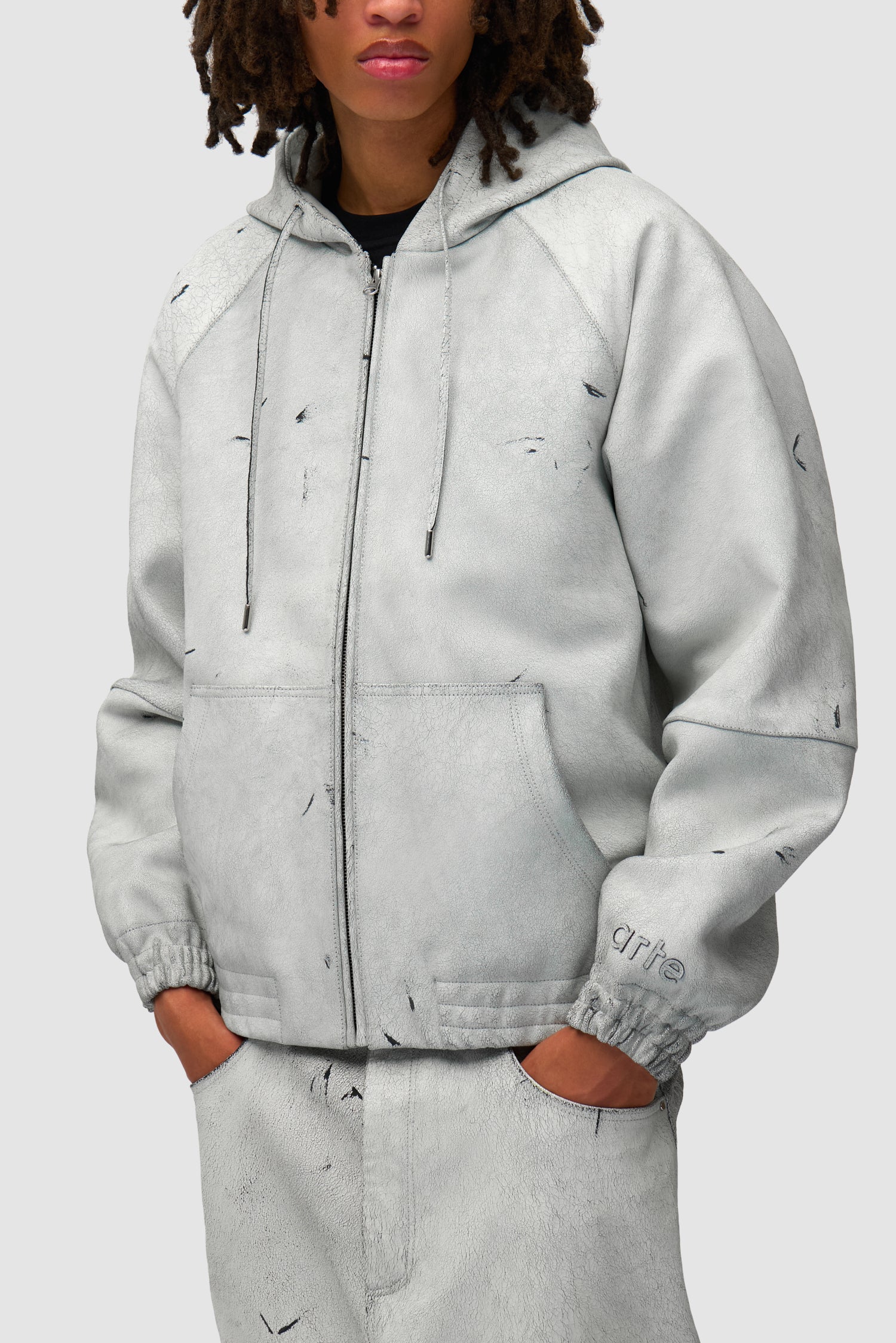 Cracked Leather Jacket - White