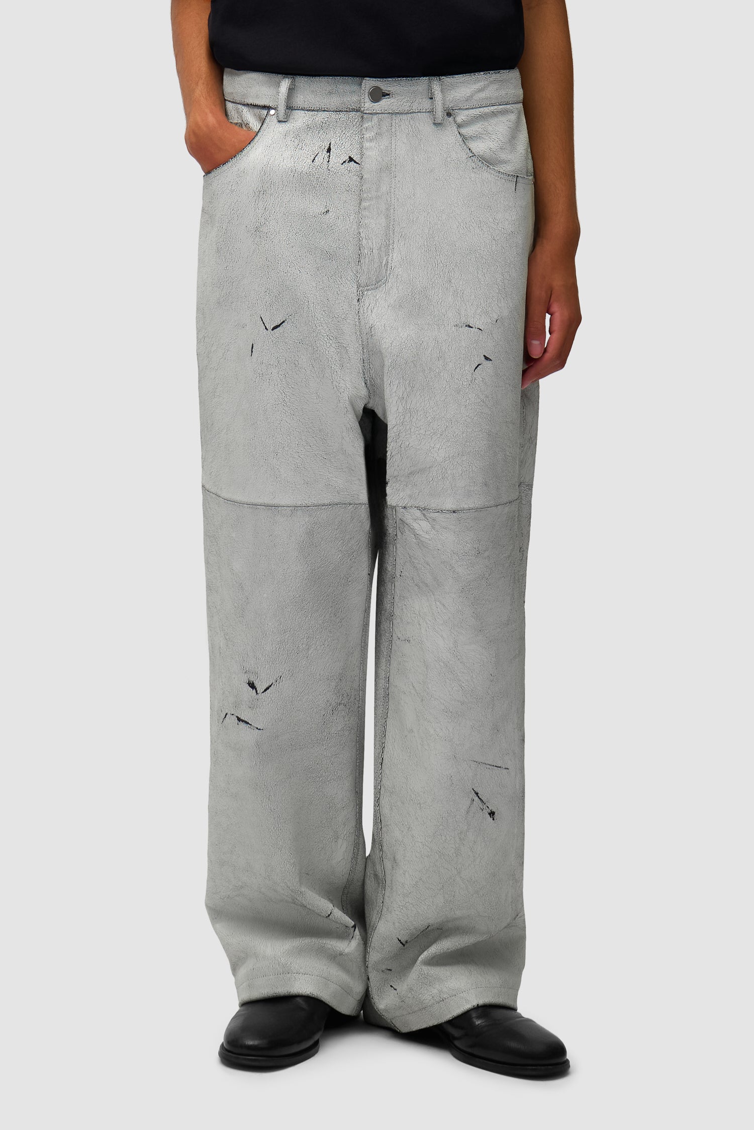 Cracked Leather Pants - White