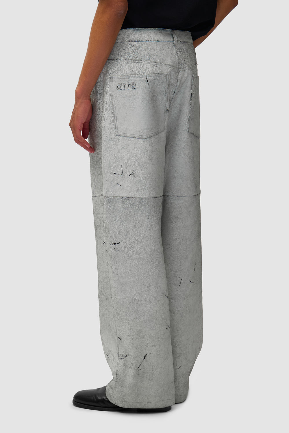 Cracked Leather Pants - White