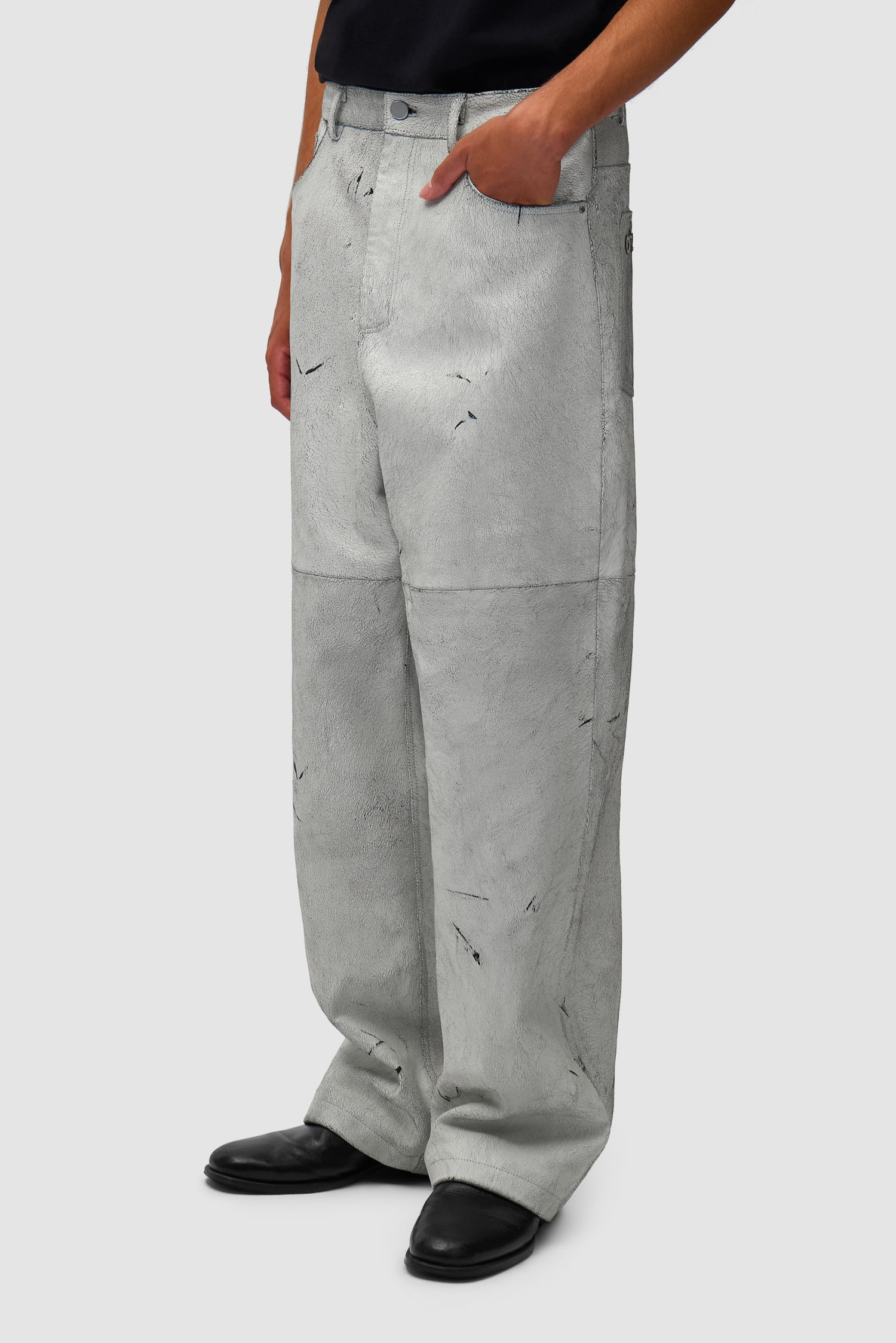 Cracked Leather Pants - White