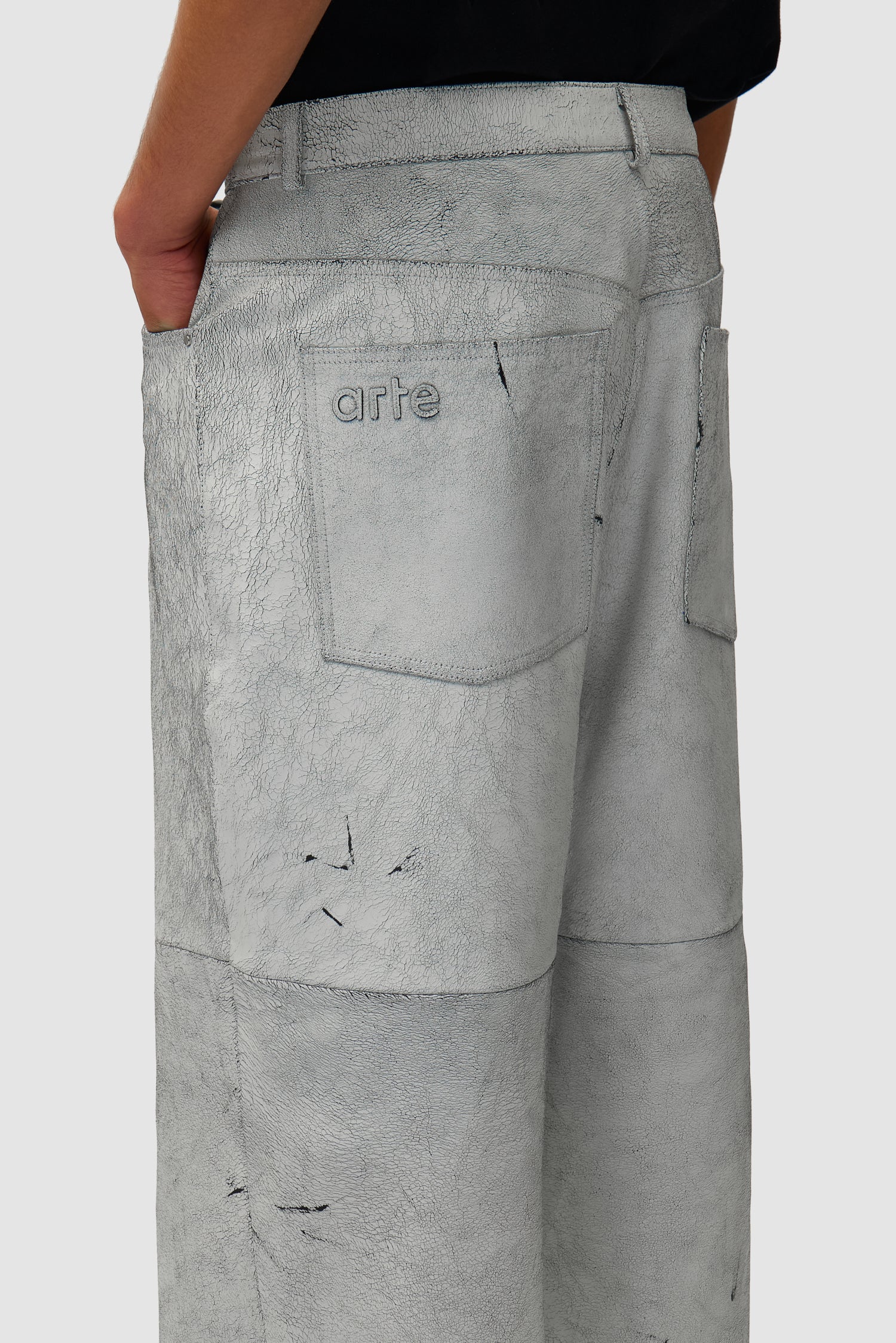 Cracked Leather Pants - White