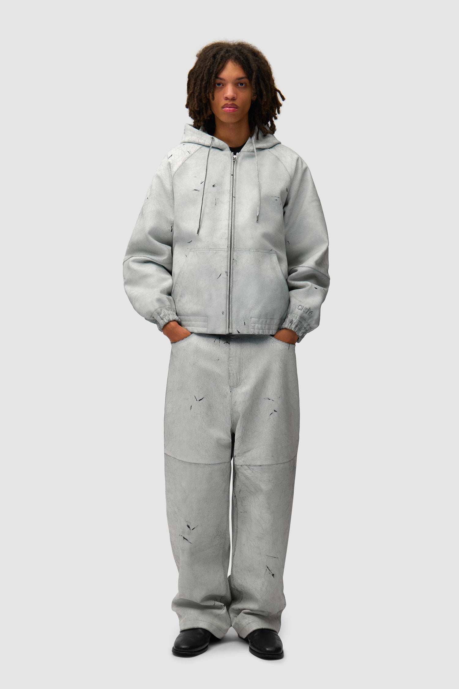 Cracked Leather Pants - White