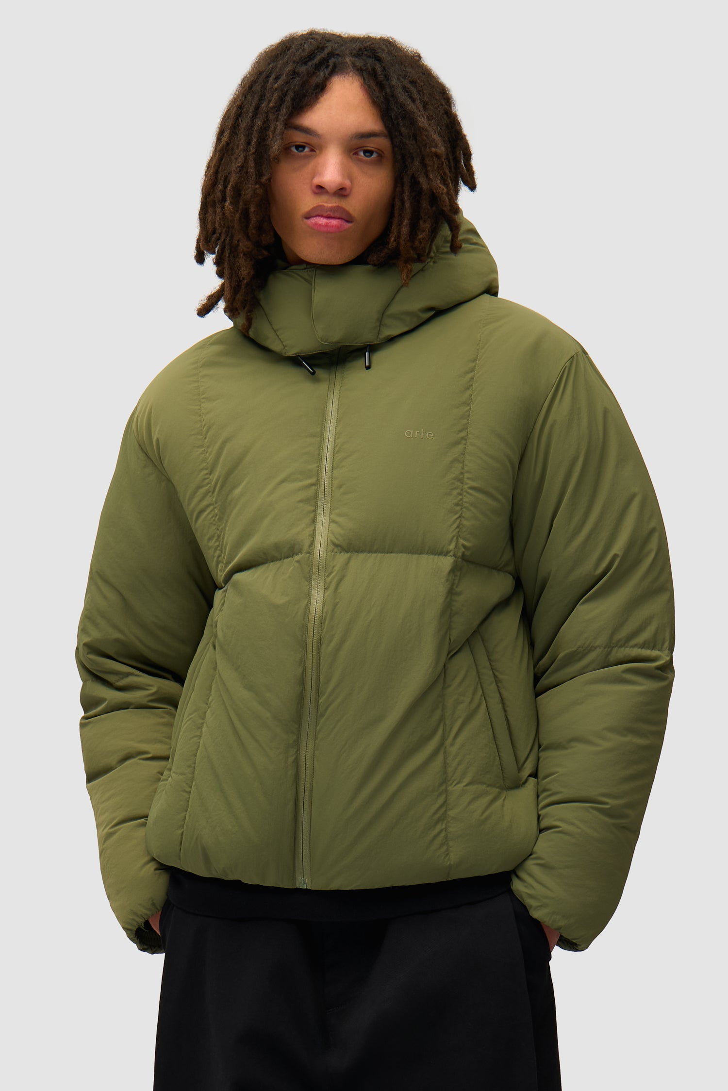 Special Cuts Puffer Jacket - Green