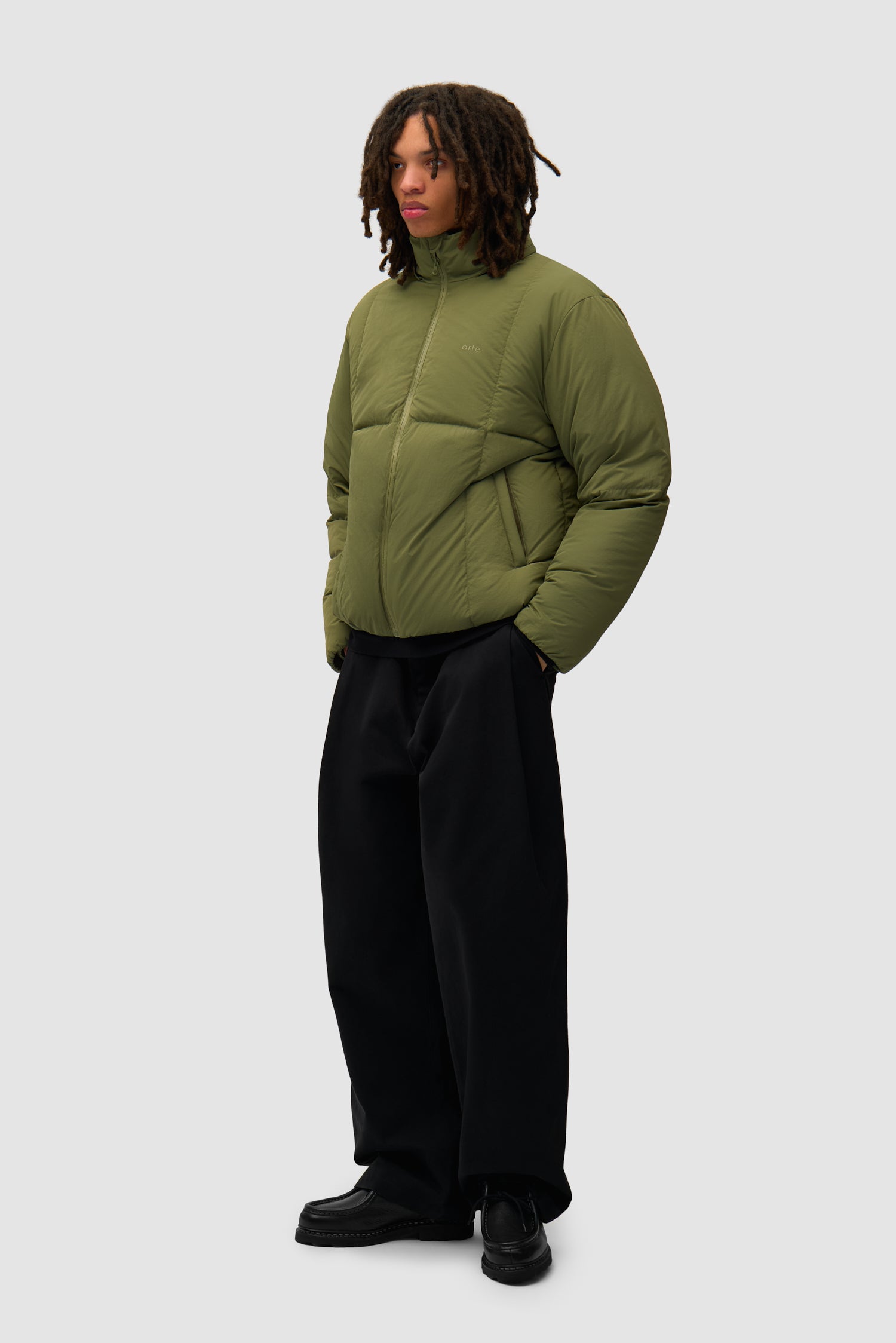 Special Cuts Puffer Jacket - Green