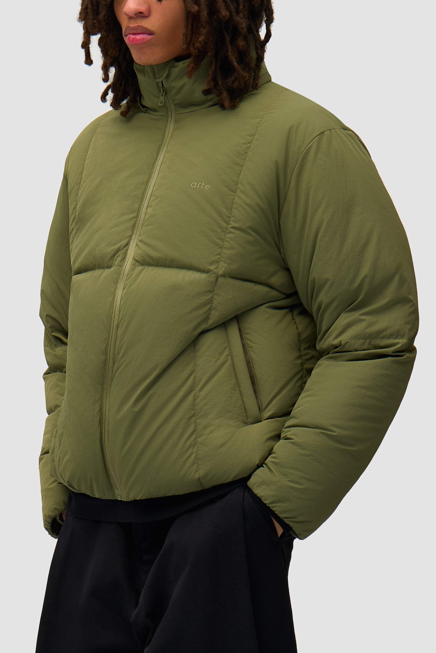 Special Cuts Puffer Jacket - Green