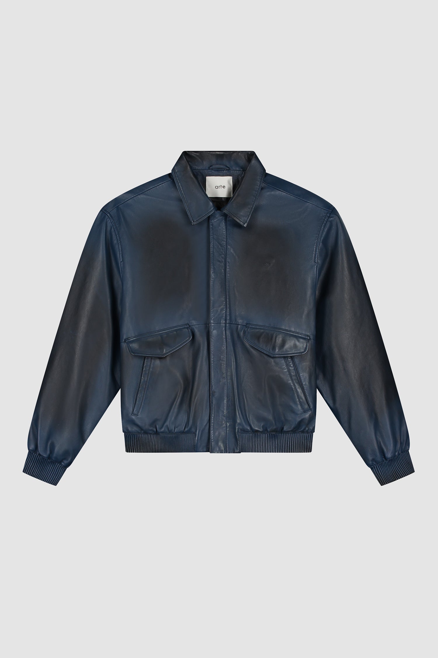 Leather Fade Jacket - Navy