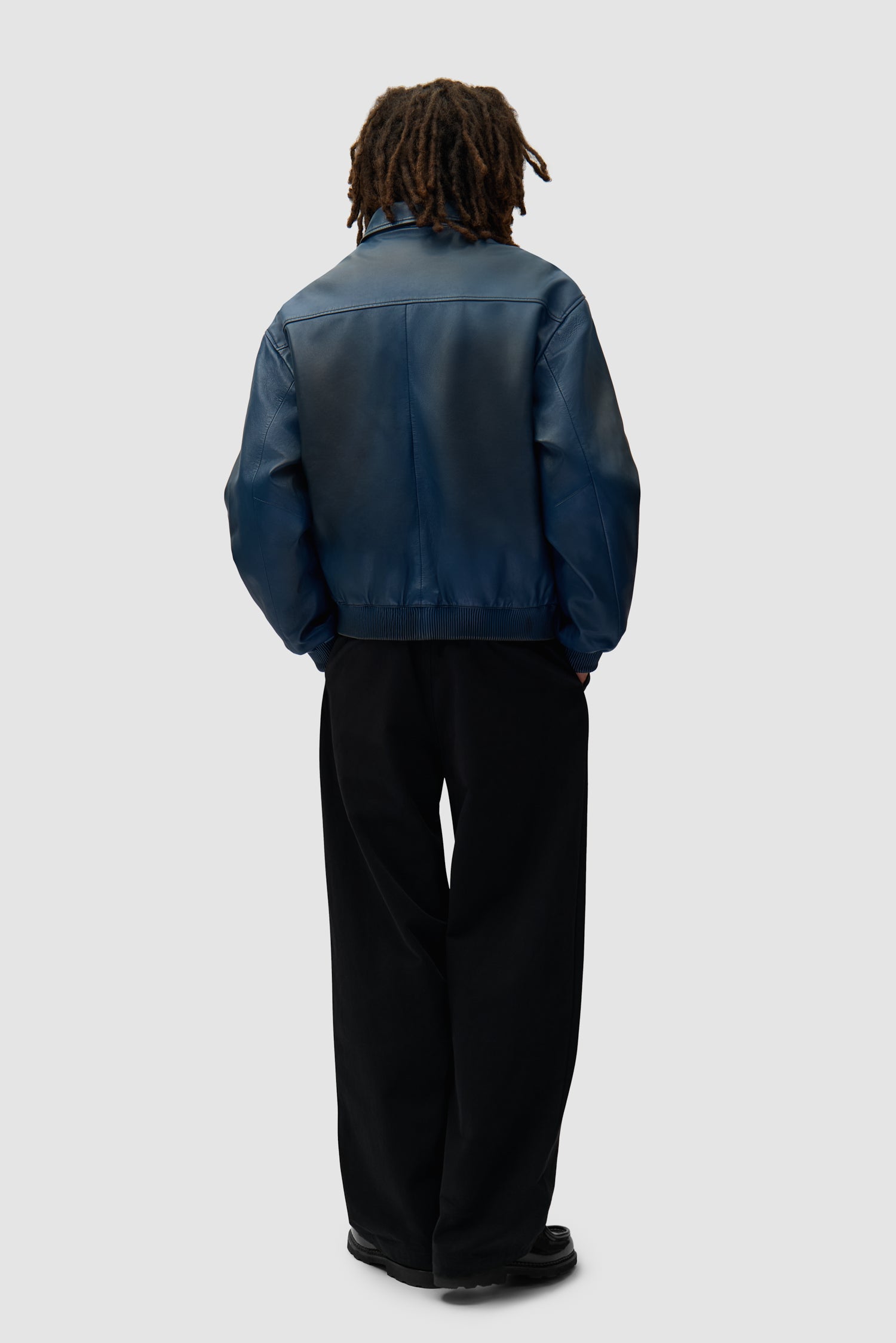 Leather Fade Jacket - Navy