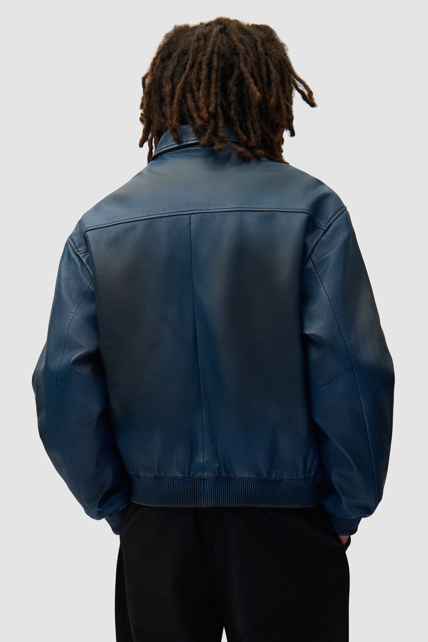 Leather Fade Jacket - Navy