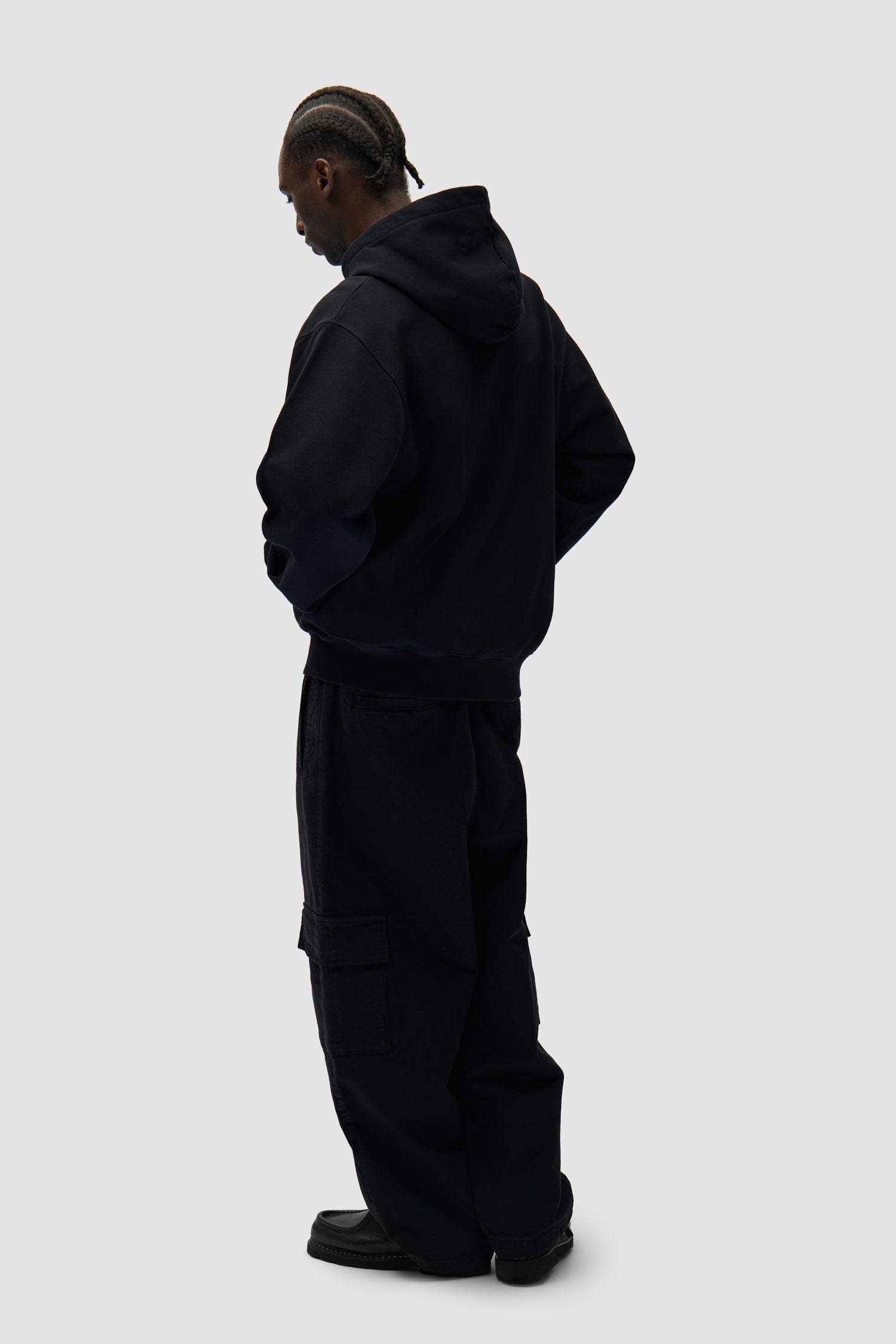 Eye Front Zip Hoodie - Black