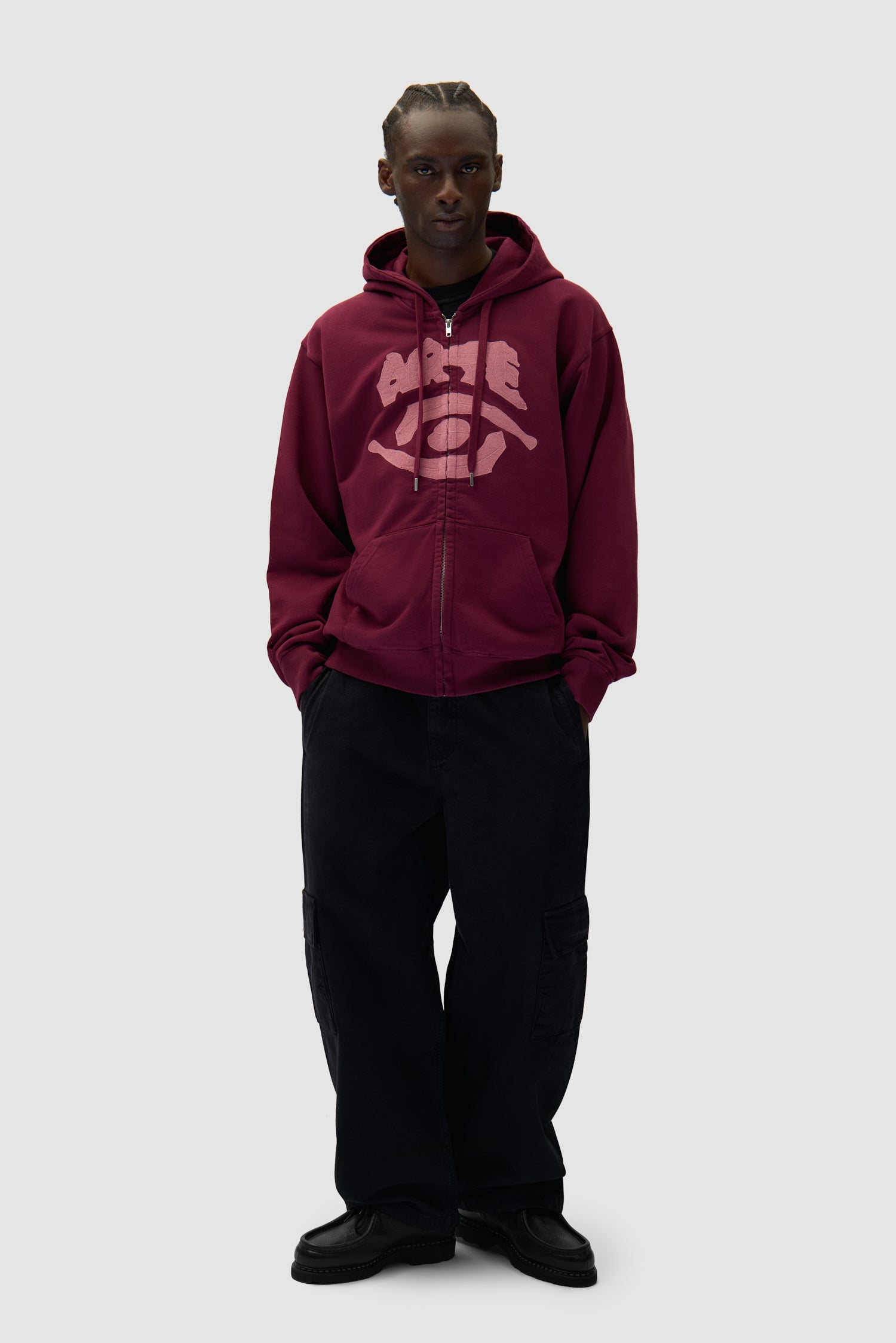 Eye Front Zip Hoodie - Bordeaux