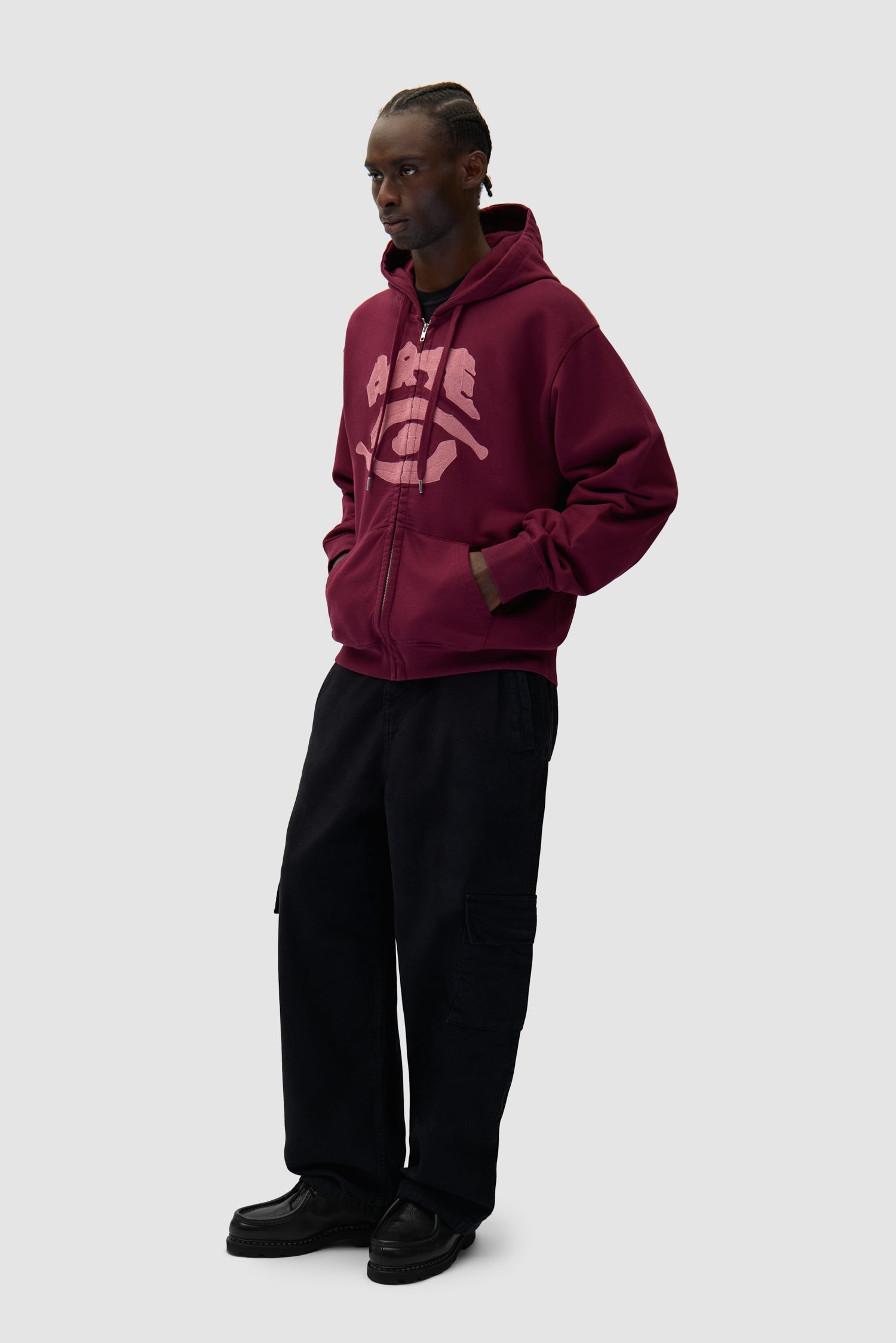 Eye Front Zip Hoodie - Bordeaux