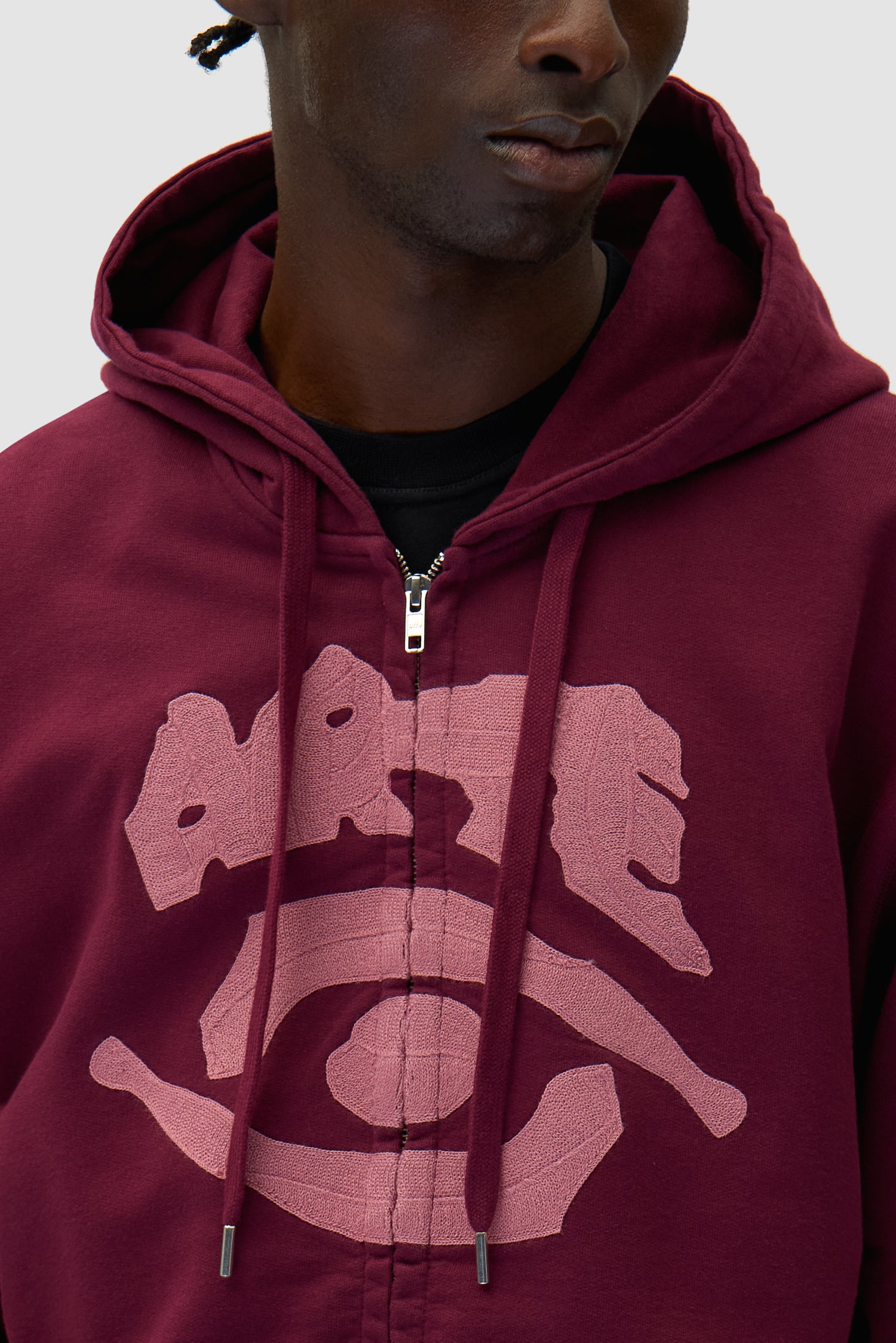 Eye Front Zip Hoodie - Bordeaux