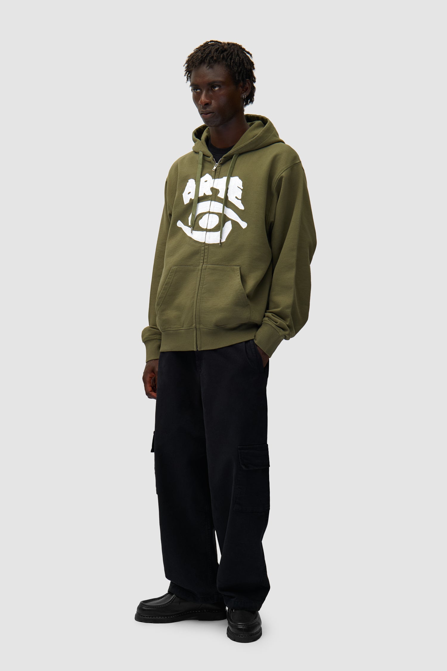 Eye Front Zip Hoodie - Green