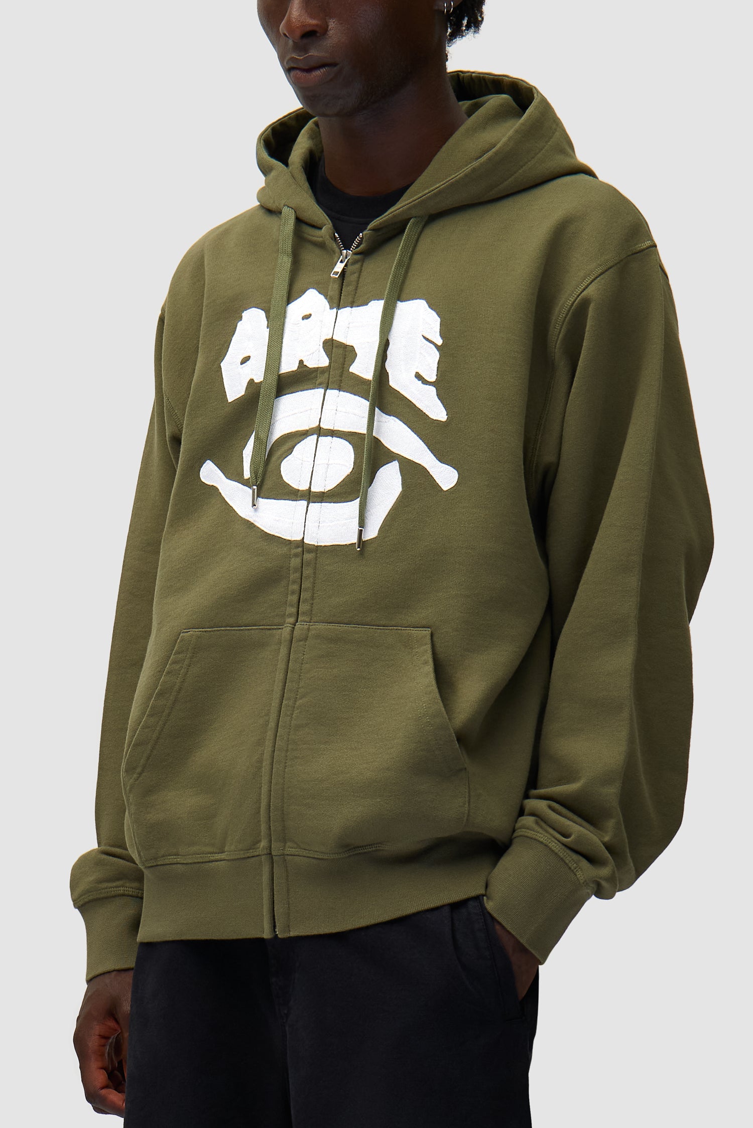 Eye Front Zip Hoodie - Green