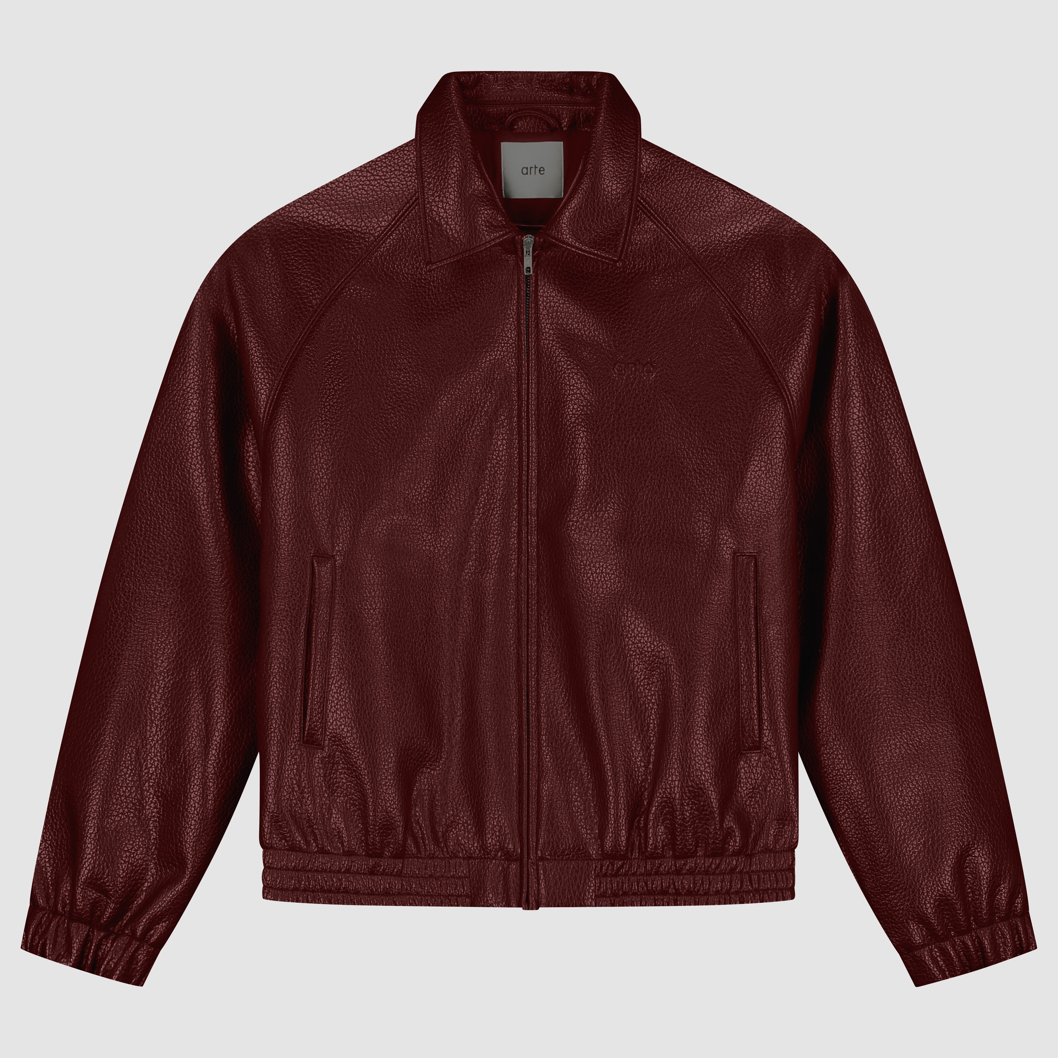 Veste en cuir basique - Bordeaux