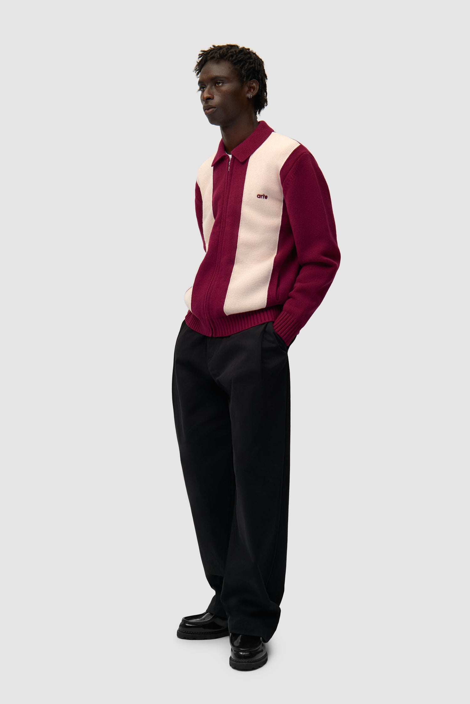 Cardigan - Bordeaux/Cream