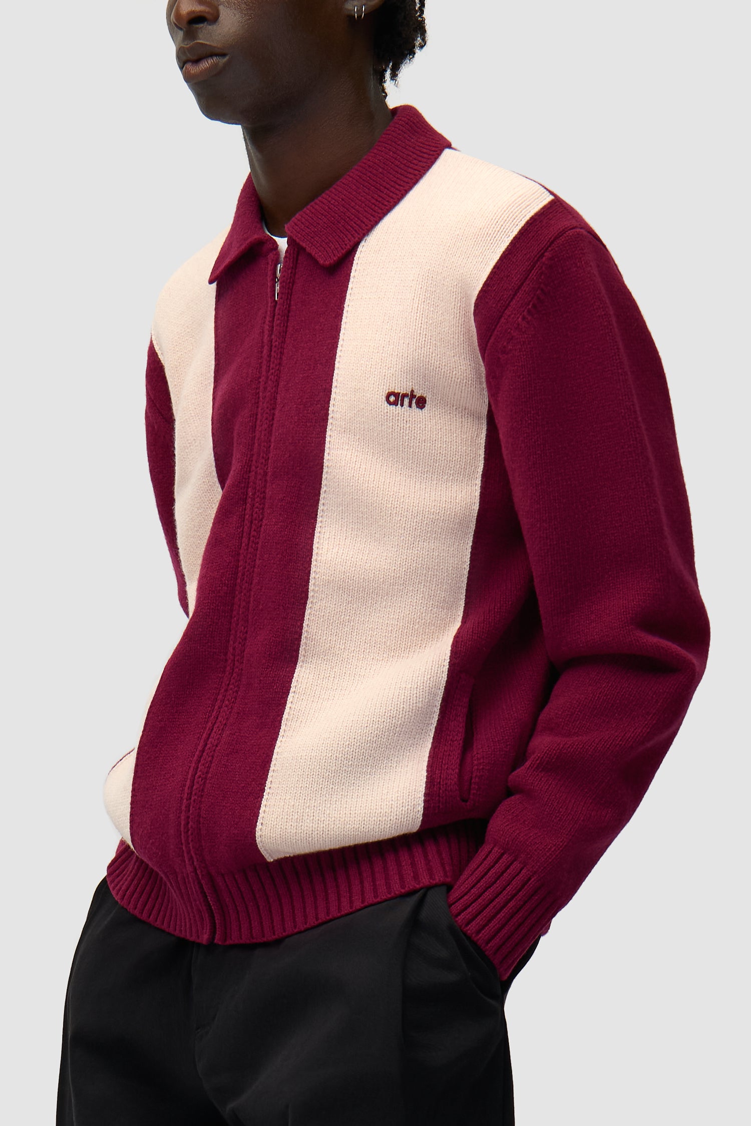 Cardigan - Bordeaux/Cream