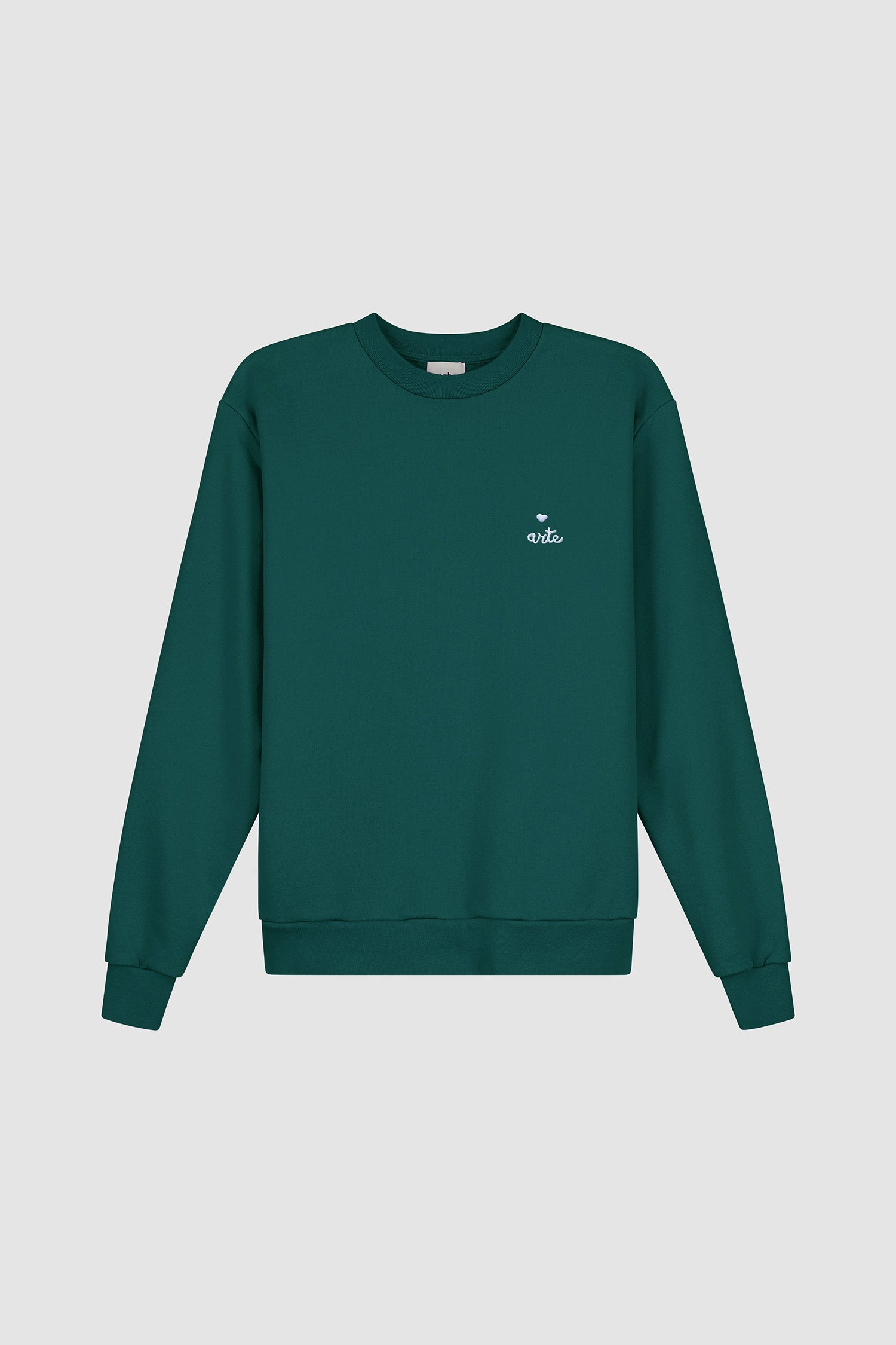 Heart Crewneck in Green, front view